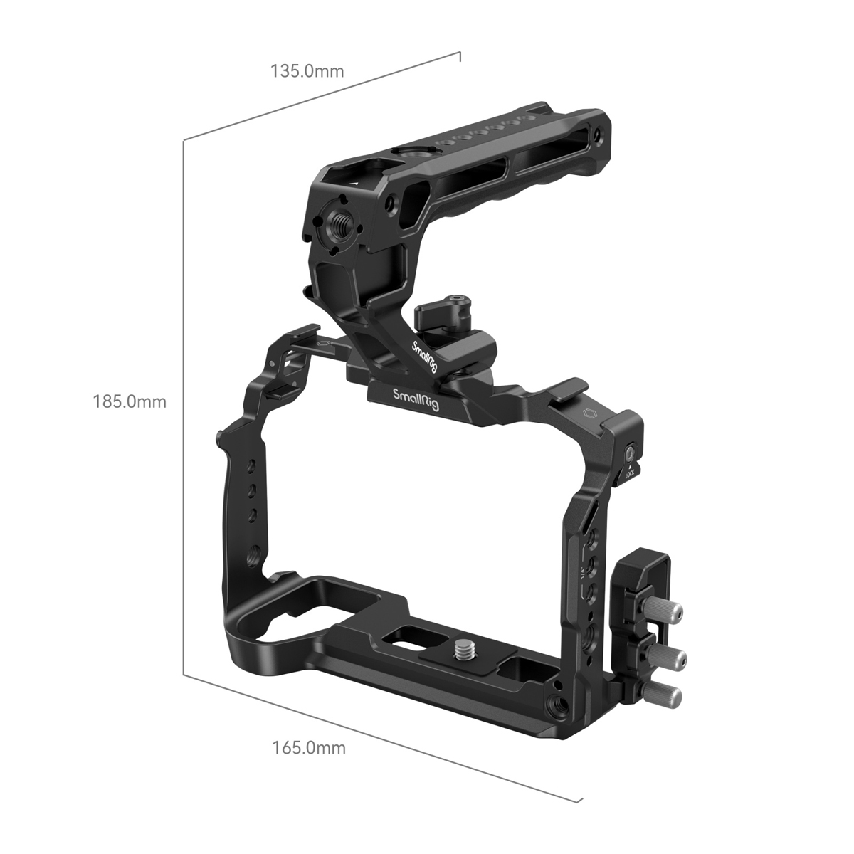 SmallRig Cage Kit für Panasonic Lumix G9 II / S5 II / S5 IIX – Käfig mit Maßangaben zu Höhe, Breite und Länge