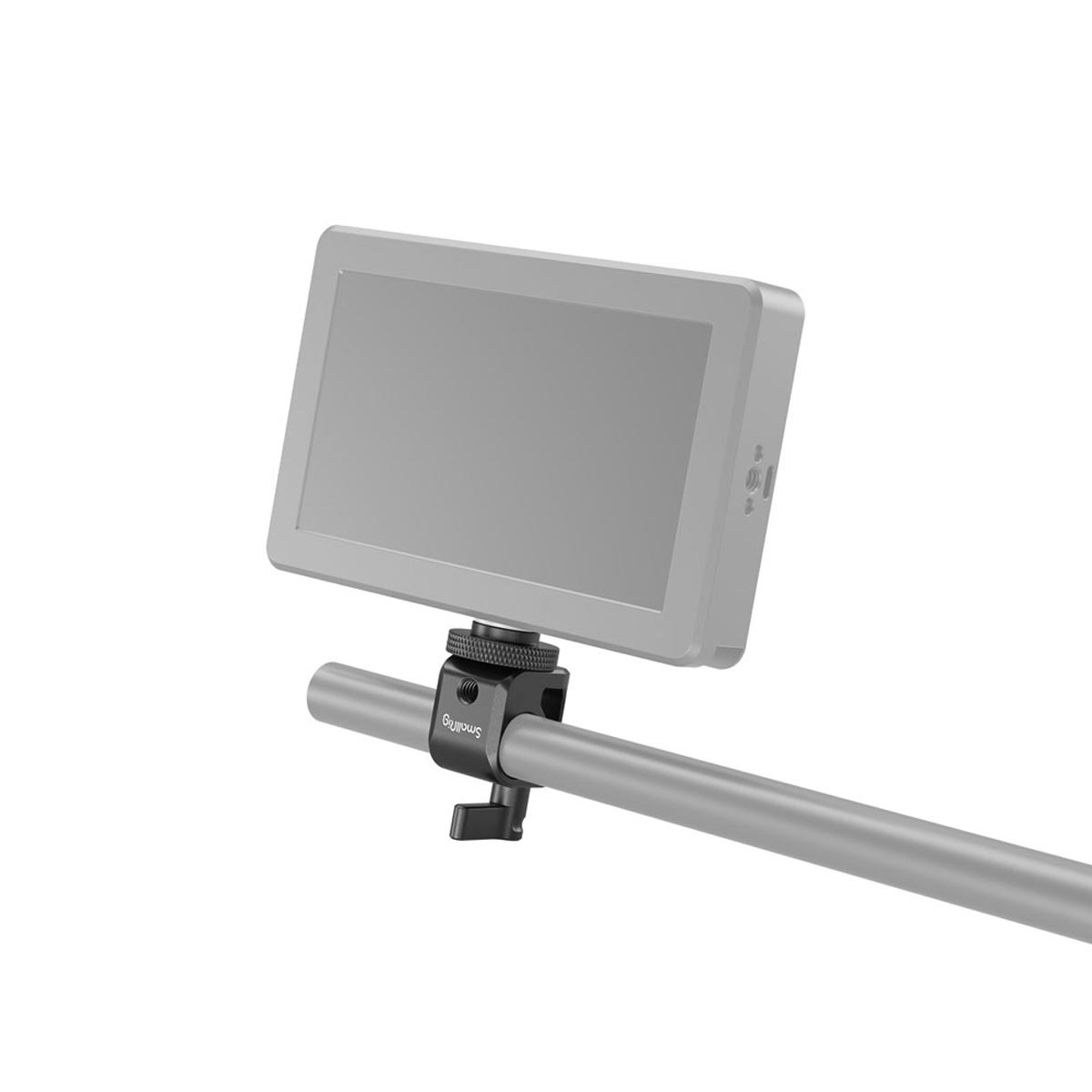 SmallRig Single Rail Block 15mm Stativadapter – montiert an 15mm Stange mit Monitorhalterung