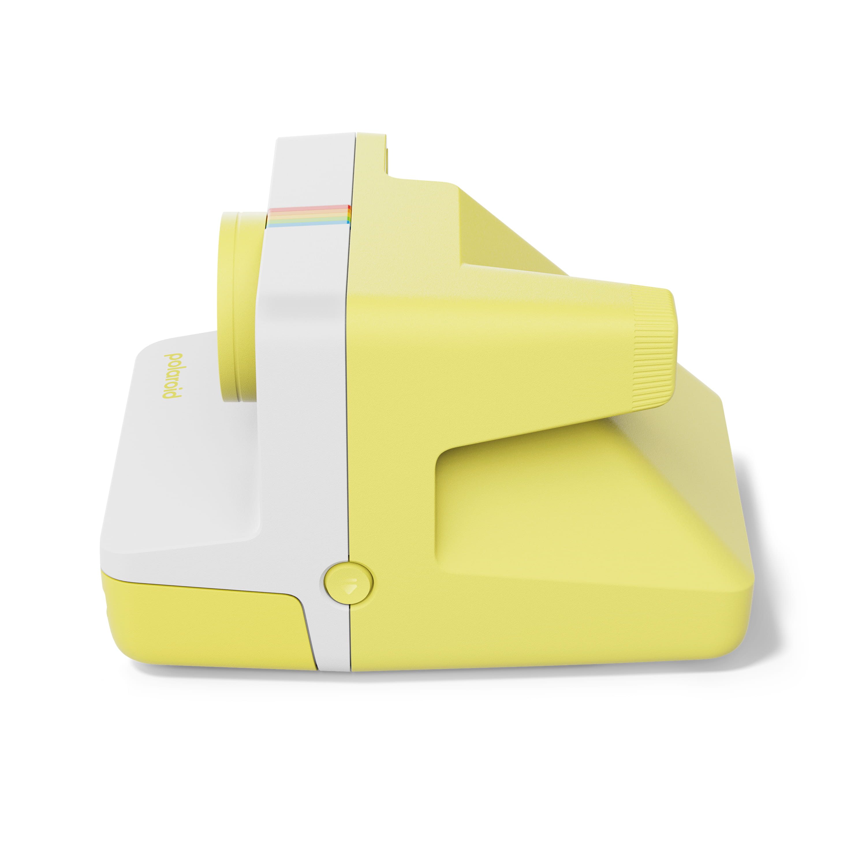Polaroid Now Gen 3 gelb – rechte Seitenansicht mit Objektivgehäuse und charakteristischer Bauform