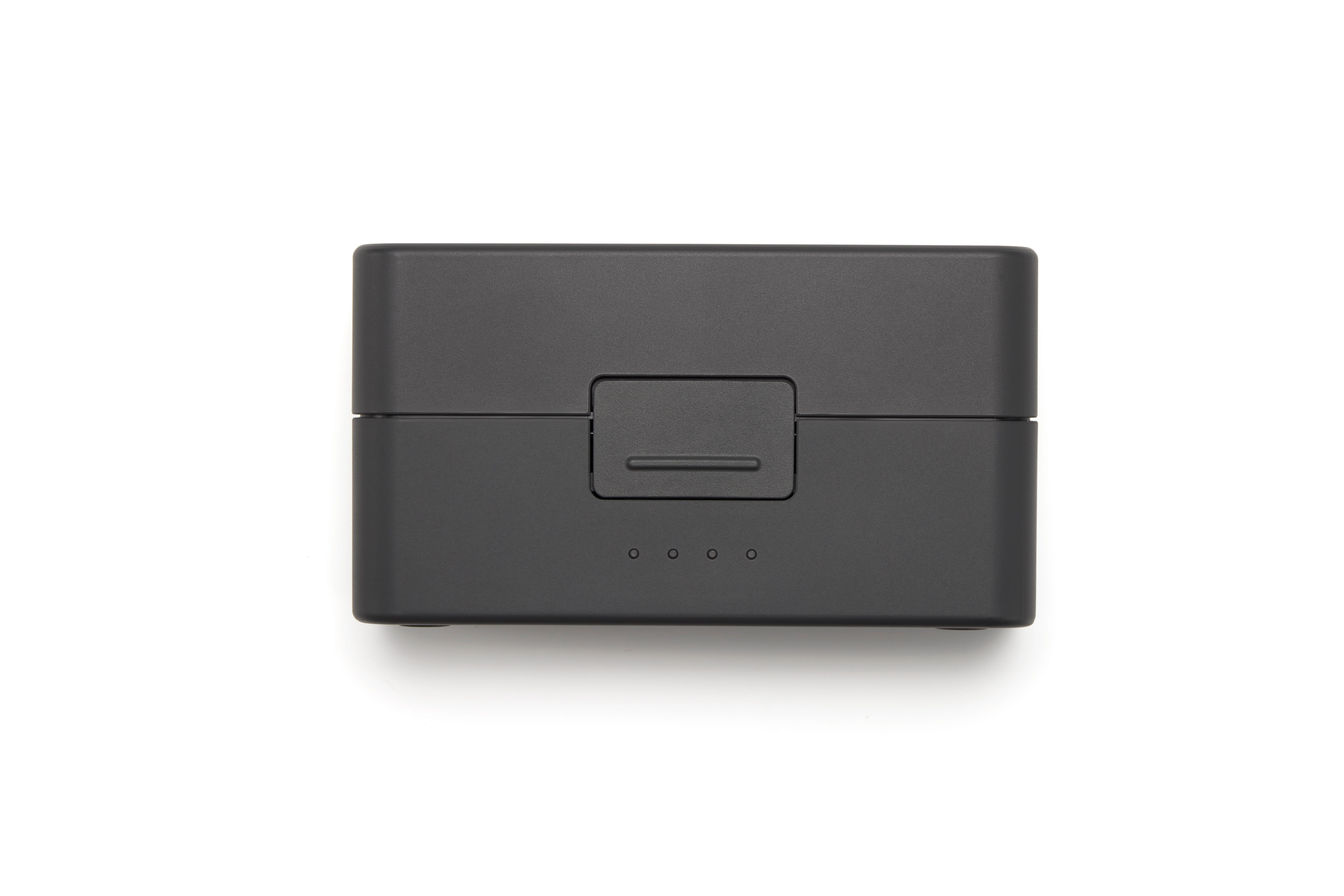 DJI Mic Mini 2 Ladeschale – Rückseite mit Ladeanzeige und Verschlussmechanismus