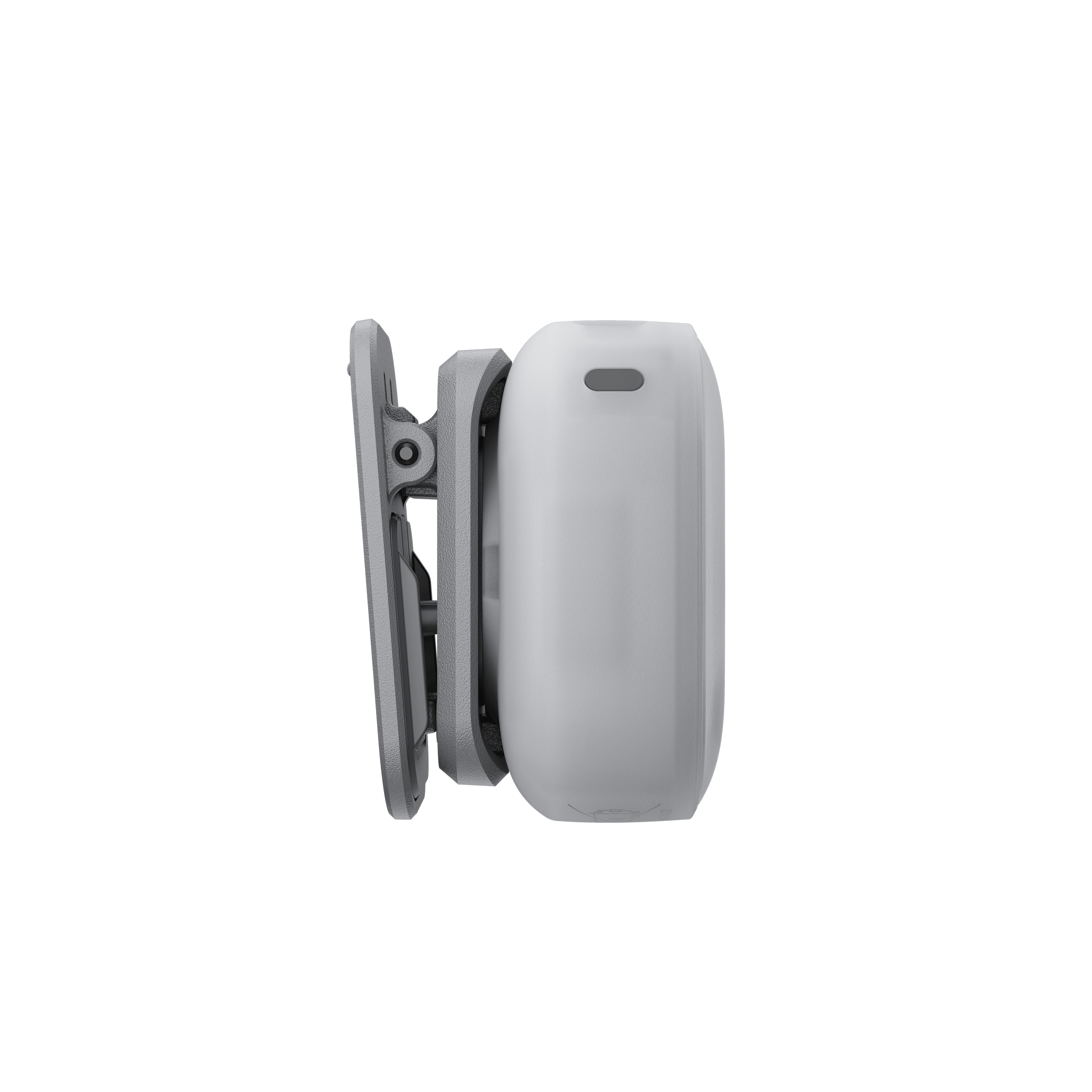 DJI Mic Mini 2 – Seitenansicht mit geöffneter Cliphalterung zur Befestigung an Kleidung oder Zubehör