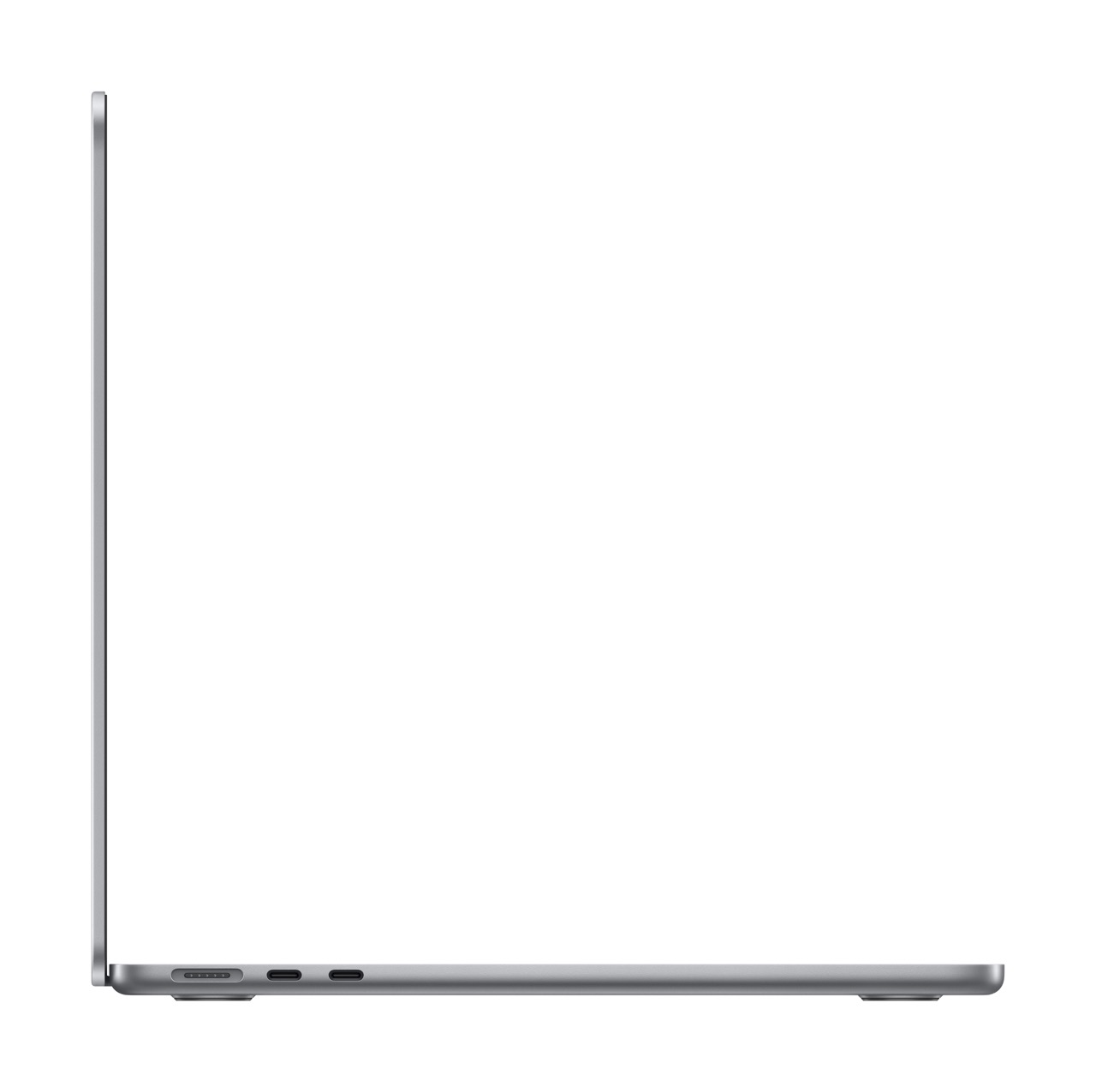 Apple MacBook Air M3 13 Zoll in Space Gray von links mit aufgeklappten Bildschirm