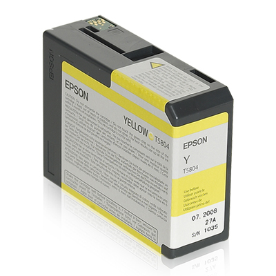 T5804-Y Tinte 80ml (gelb) Epson T5804-Y Tintepatrone in der Farbe Glelb ansicht von schräg vorne links