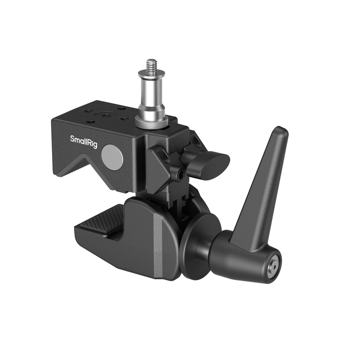 SmallRig 4861 Super Clamp Unterstützungskit – Vorderansicht der Klemme mit 1/4 Zoll Gewindeadapter