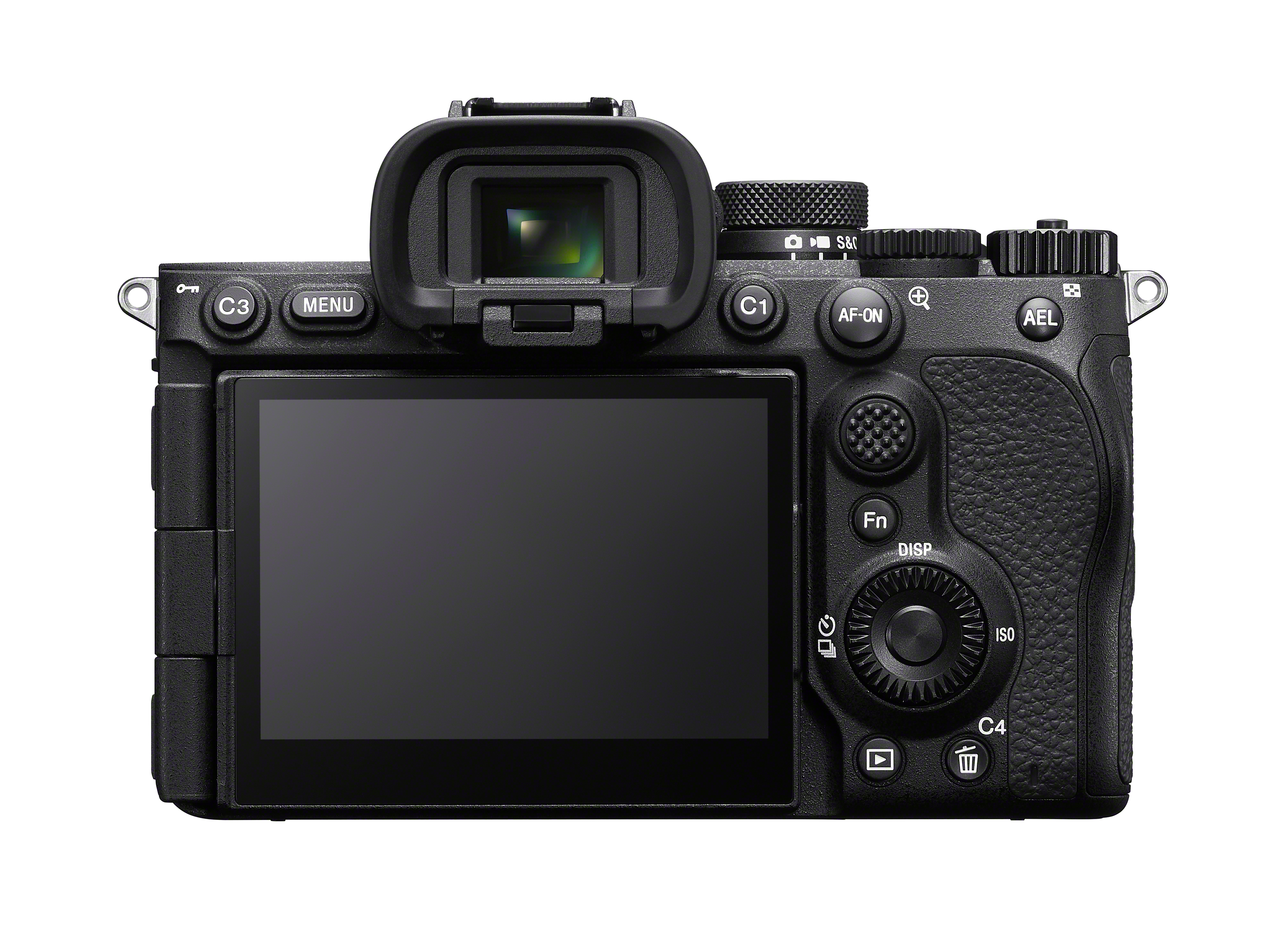 Alpha 7 V Gehäuse Sony Alpha 7 V – Rückseite mit Display, Sucher und Bedienelementen der spiegellosen Vollformatkamera