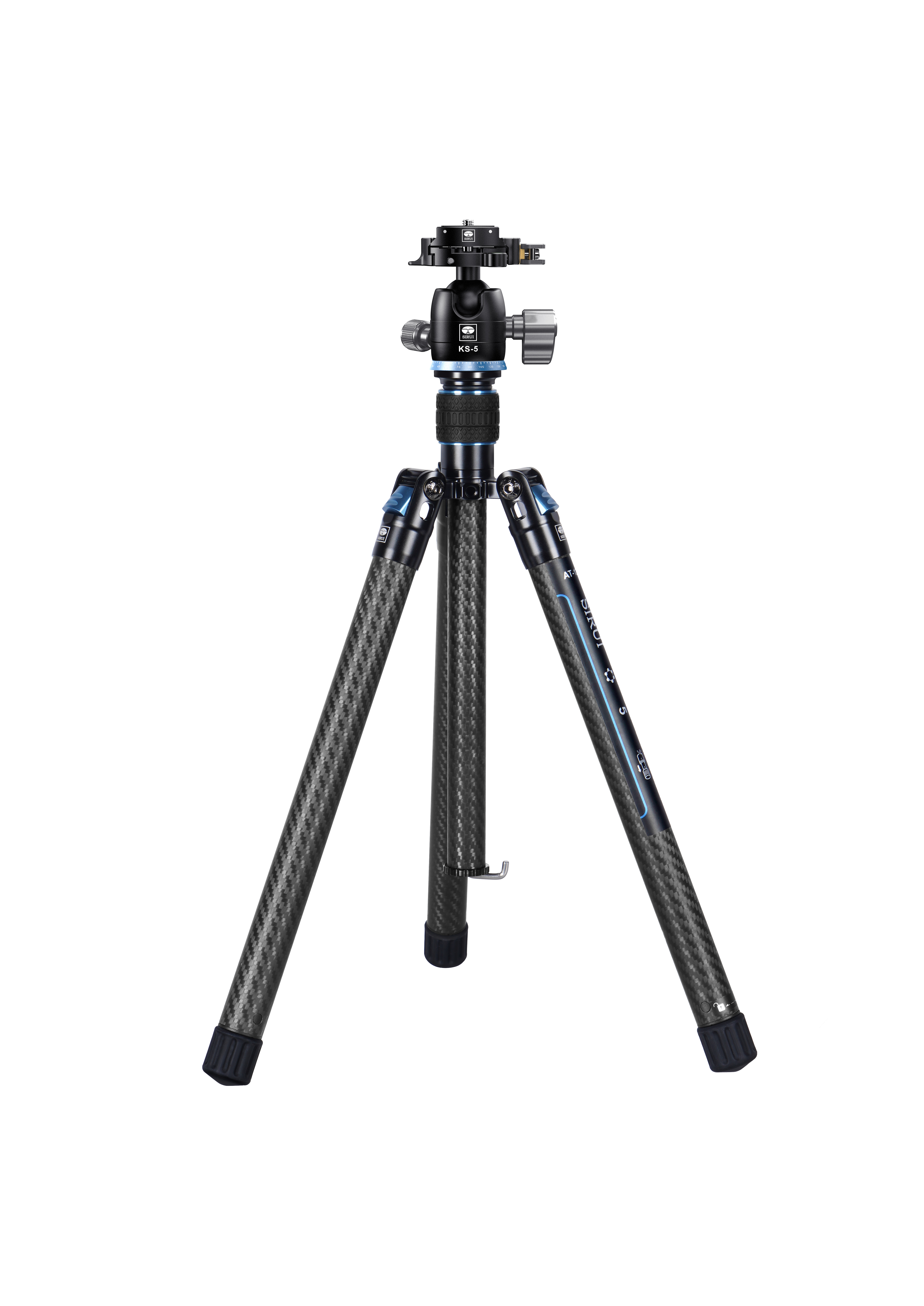 Sirui AT-125 + KS5 – Vorderansicht des kompakten Carbon-Dreibeinstativs mit Kugelkopf