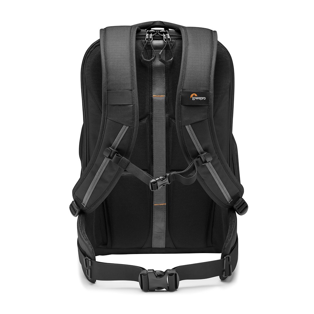 Lowepro Flipside BP 400 AW III Rückseite mit gepolsterten Schultergurten und atmungsaktivem Tragesystem