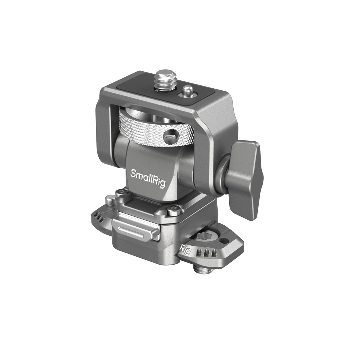 SmallRig HawkLock H21 Monitorhalterung NATO – schräge Ansicht mit Schnellverschluss und Drehgelenk