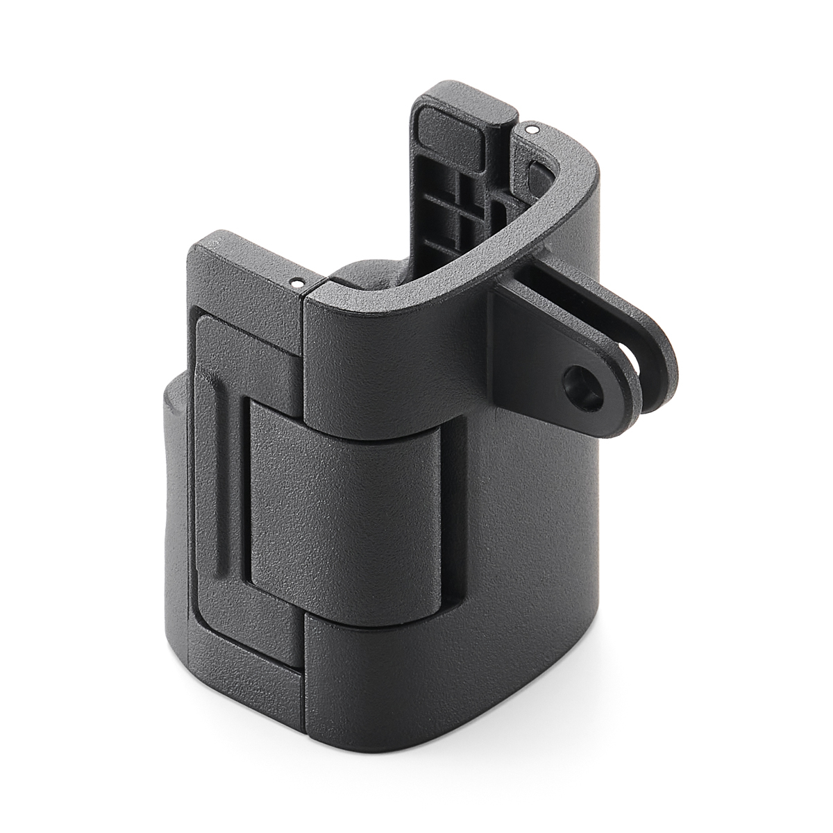DJI Osmo Pocket 3 Erweiterungsadapter – schräge Ansicht mit montierter Halterung und Befestigungspunkt