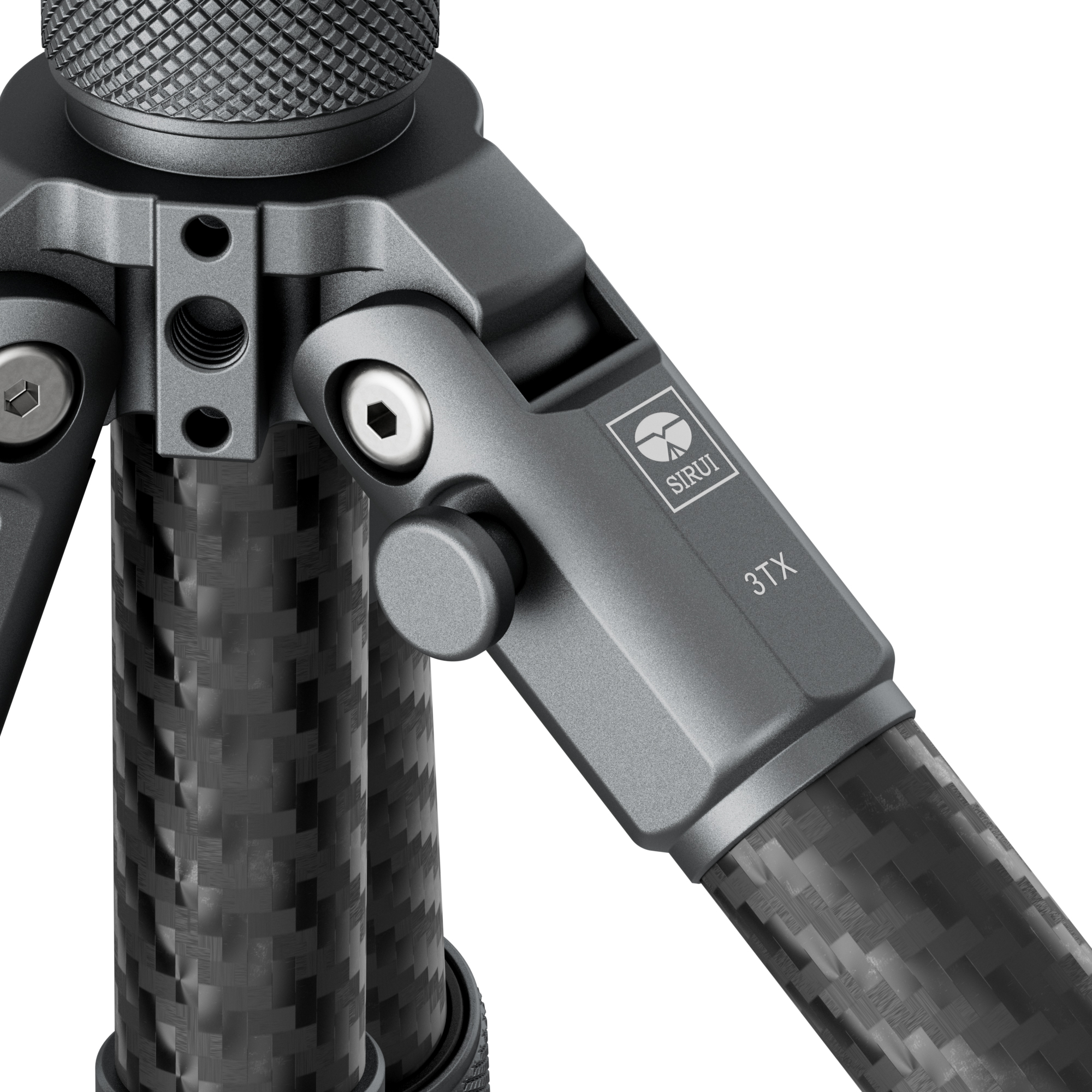 Sirui 3TX Carbon Tischstativ – Detail eines Stativbeins mit Verriegelung und Carbonstruktur