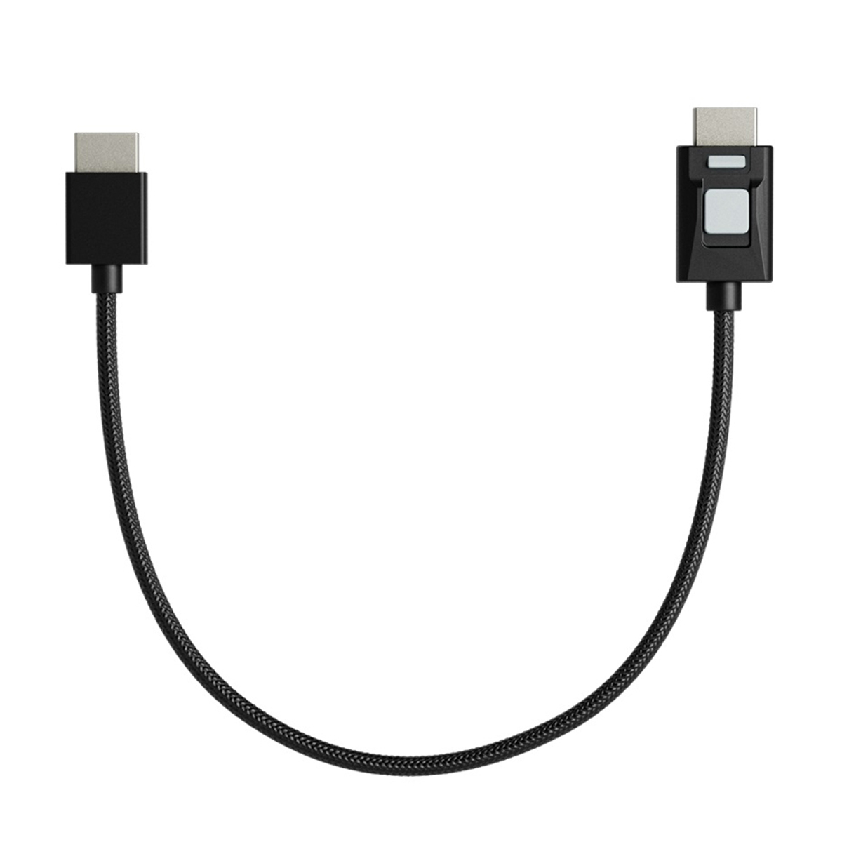 Atomos HDMI 4K Locking Kabel 30cm – Detailansicht des HDMI-Steckers mit Sicherungsclip für festen Halt