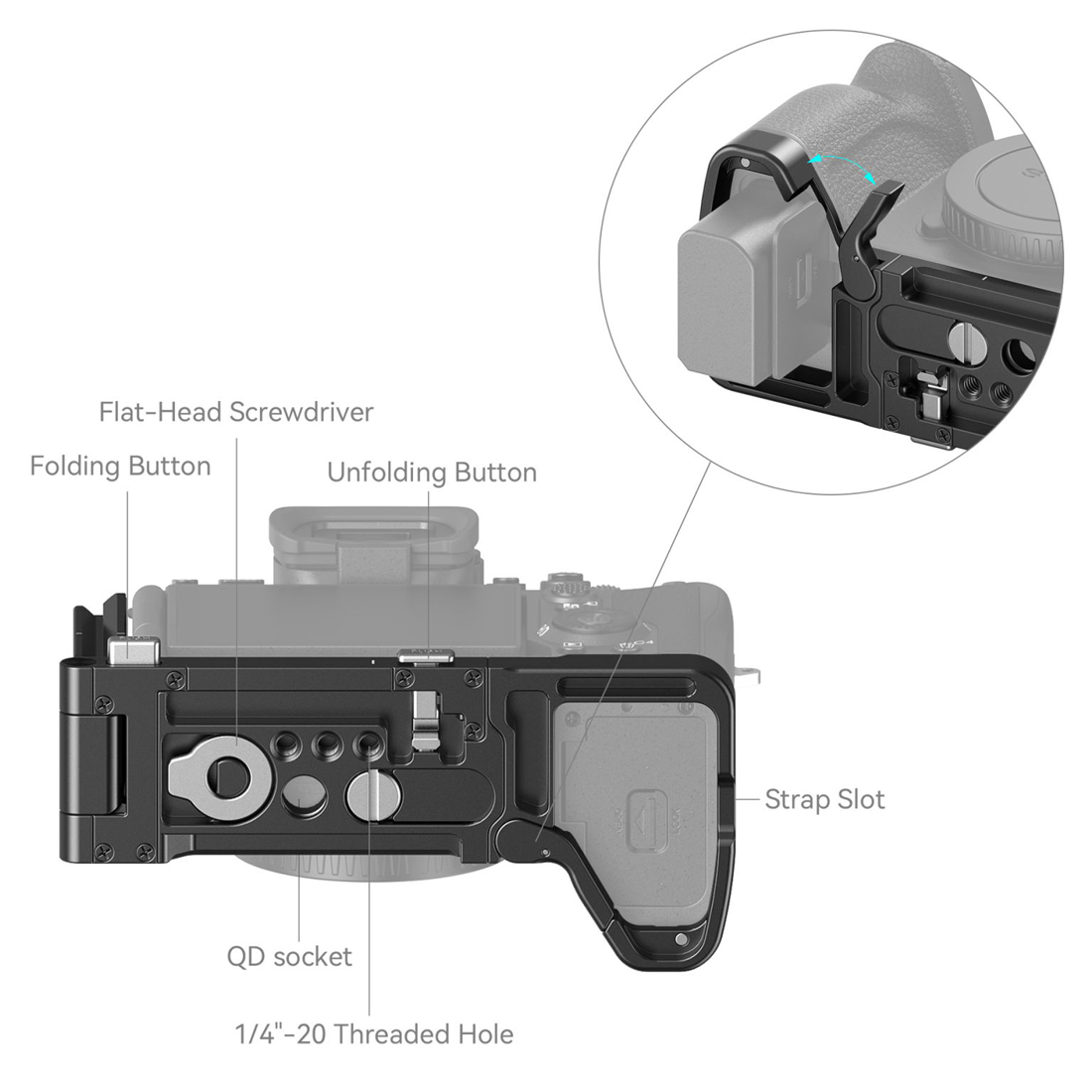 SmallRig 3984 faltbares L-Bracket für Sony A7R V / A7 IV A7S III Kameras,  Boden