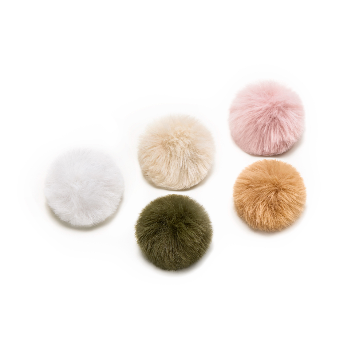 DJI Mic Mini 2 Windschutz Set – Draufsicht mehrfarbiger Fell-Windschütze in Weiß, Beige, Grün, Orange und Rosa