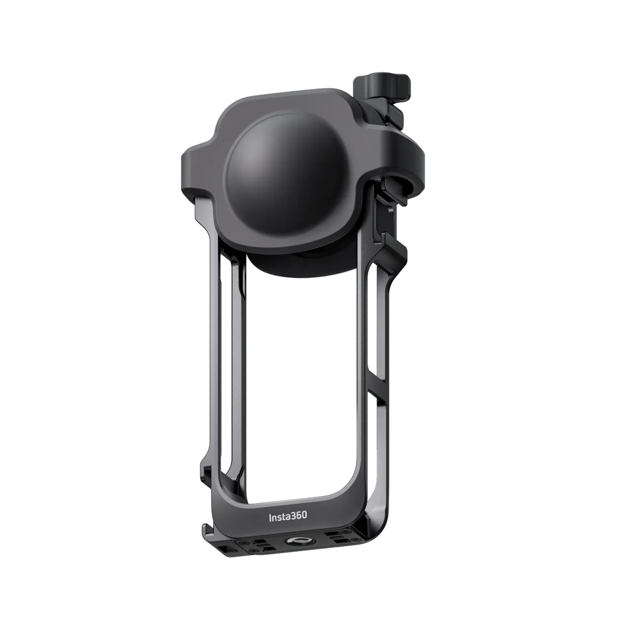 Insta360 X5 Multifunktionsrahmen – Vorderansicht des Rahmens mit montierter Schutzabdeckung für Kamera