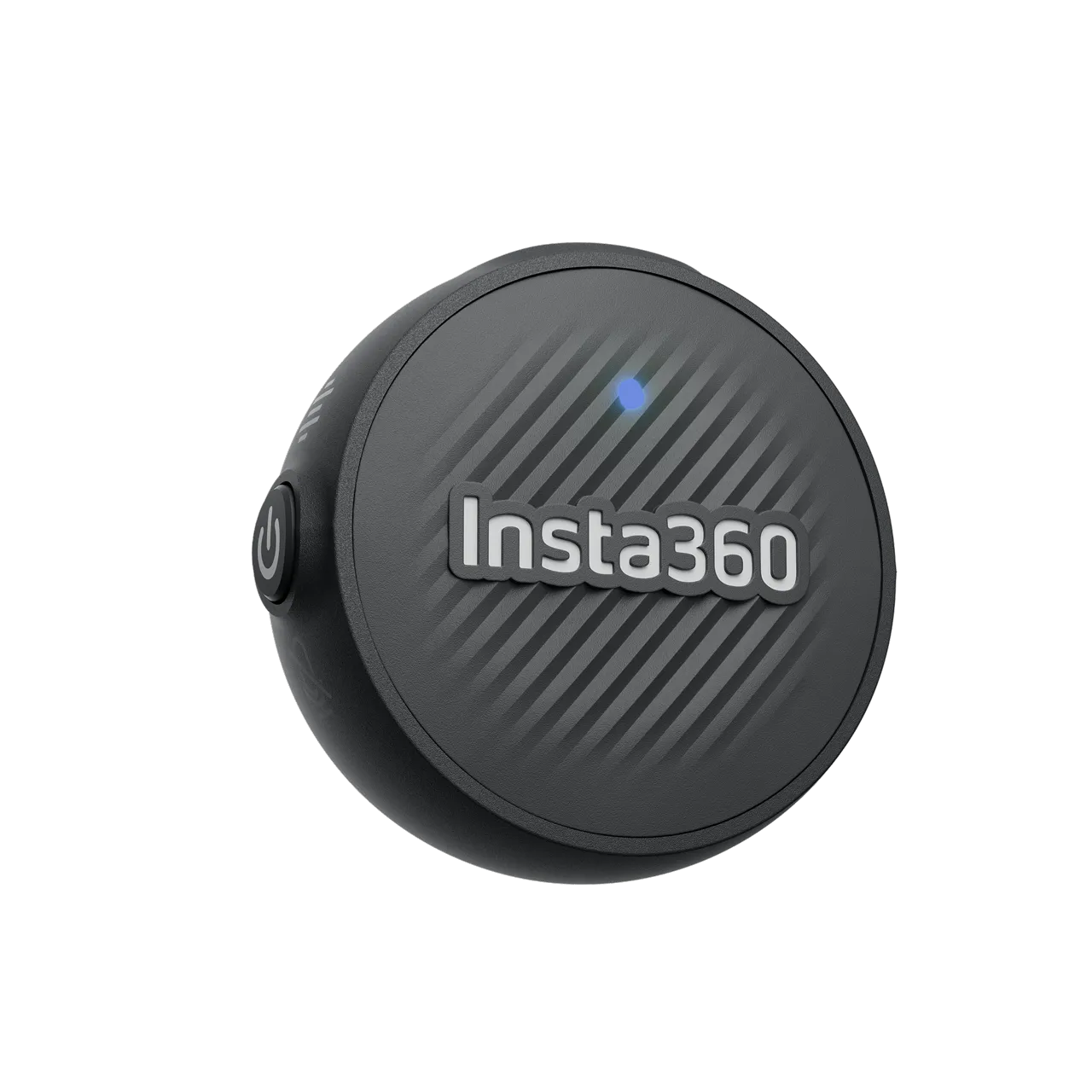 Insta360 Mic Air Sender – Oberseite mit Insta360 Logo und Status-LED des kompakten Funkmikrofons