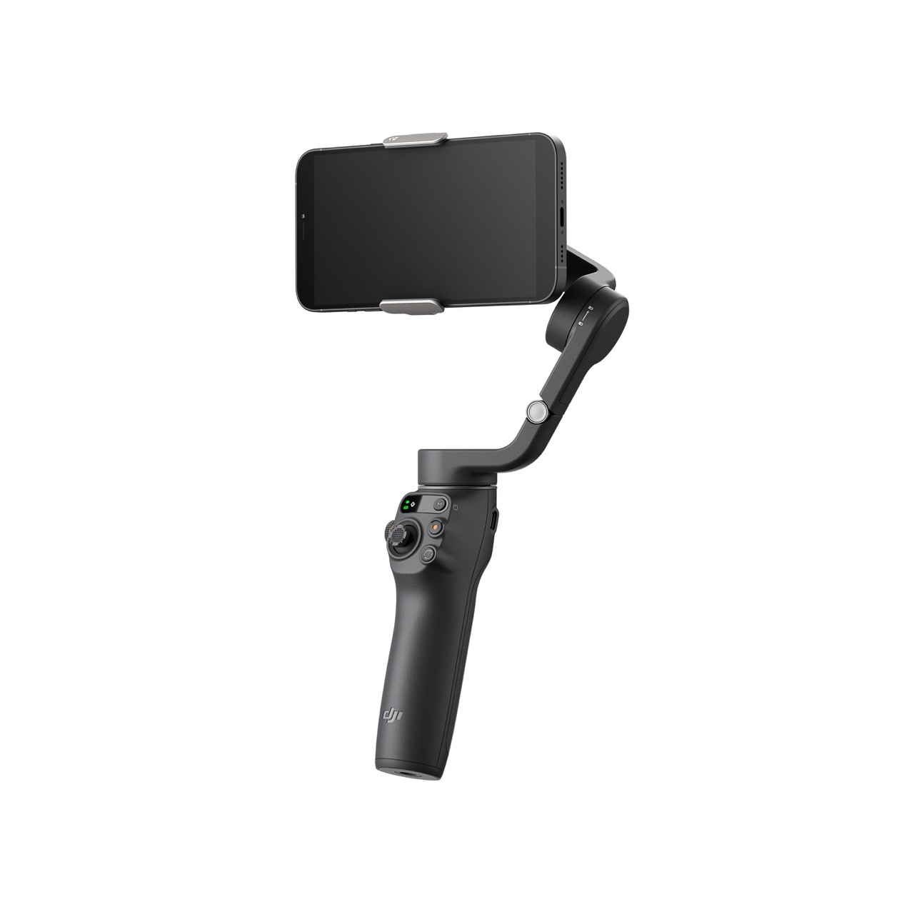Osmo Mobile 6 (dunkelgrau) DJI Osmo Mobile 6 Gimbal, Frontal Schräg Rechts mit Smartphone