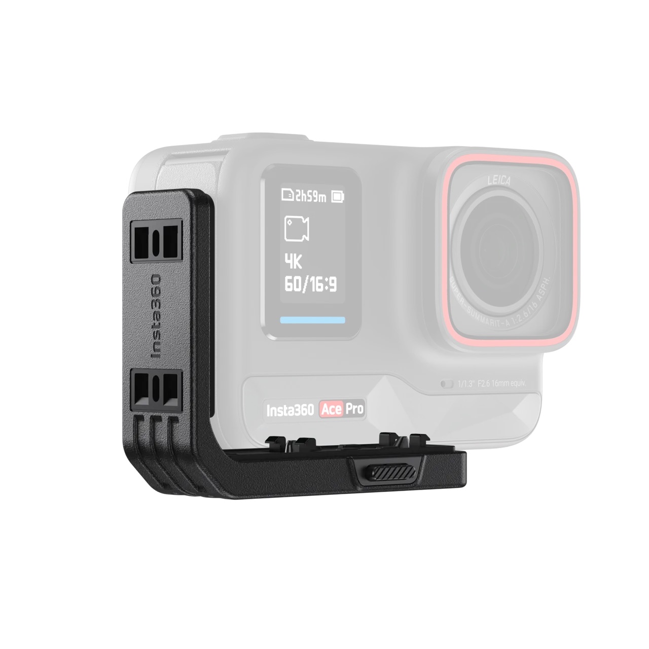 Vertical-Horizontal Mount für Insta360 Ace Pro 2 Insta360 Ace Pro 2 Vertical-Horizontal Mount – Frontansicht mit montierter Actionkamera im Querformat