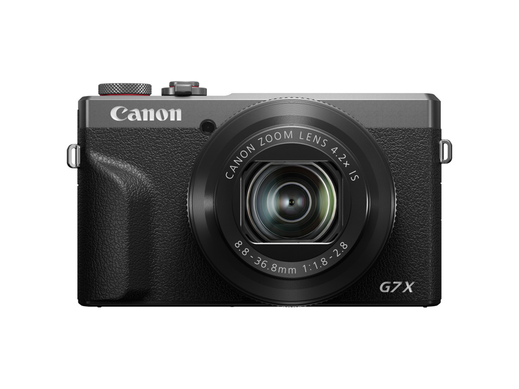 Canon PowerShot G7 X Mark III Graphit – Vorderansicht der Kompaktkamera mit integriertem 4,2× Canon Zoomobjektiv