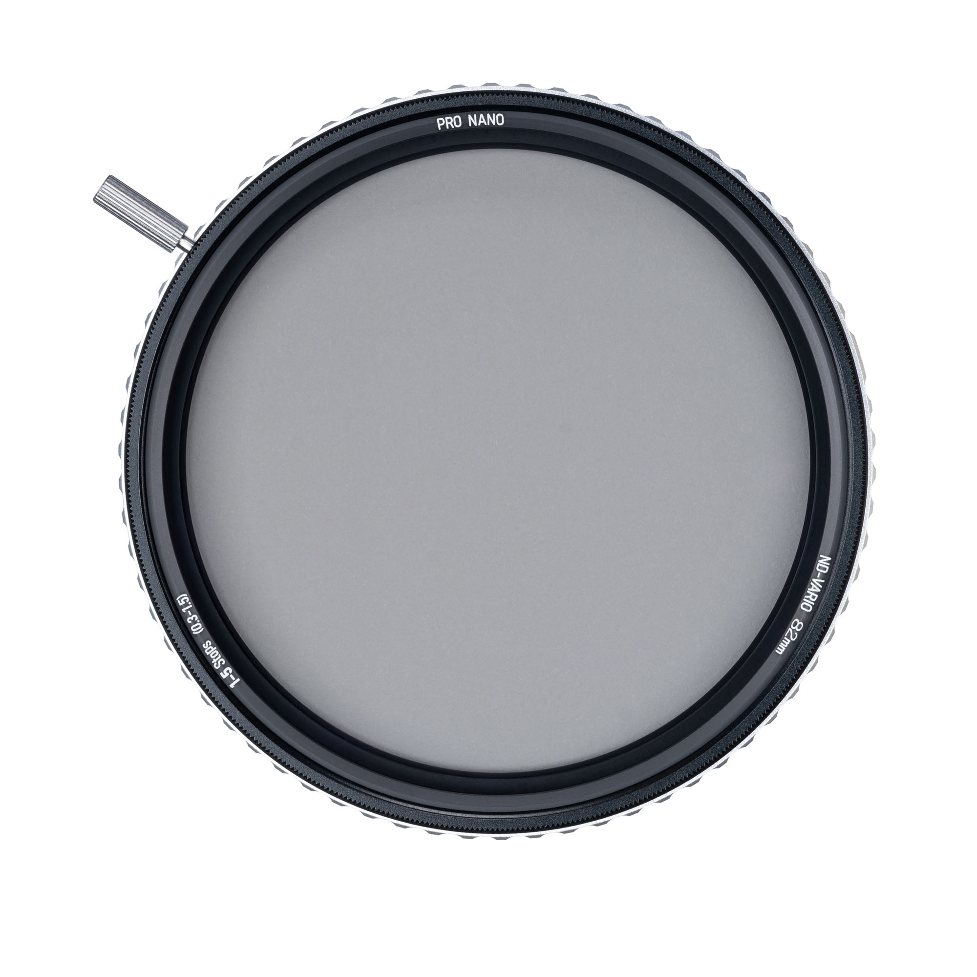 NiSi True Color ND Vario 1–5 Stops 82mm – Vorderansicht des variablen ND-Filters mit gleichmäßiger Tönung