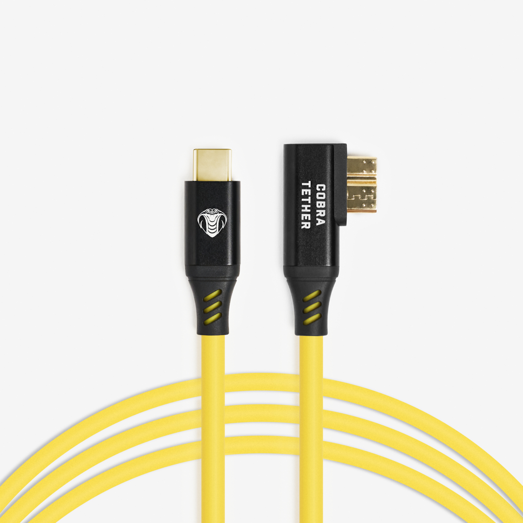 USB-3.0 Tether Kabel (10m, rechtsgewinkelter Micro-B Stecker, gelb)