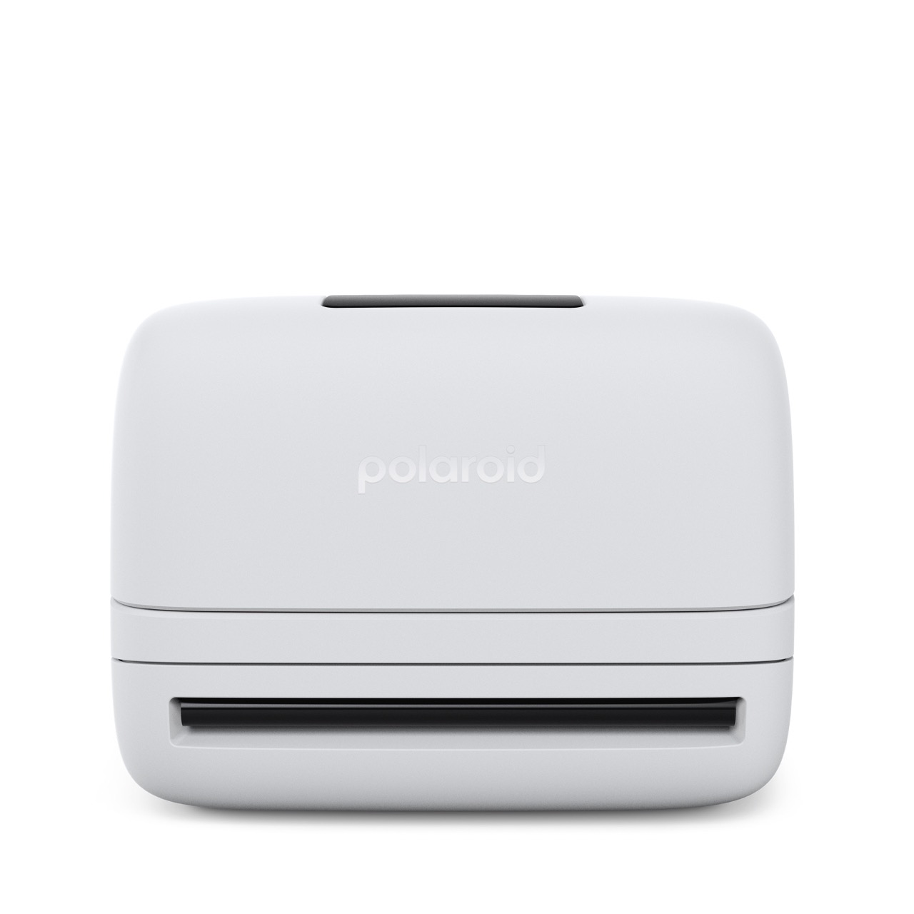 Polaroid Flip Sofortbildkamera in Weiß – Rückseite mit Filmauswurf und schlichtem Gehäusedesign der Sofortbildkamera