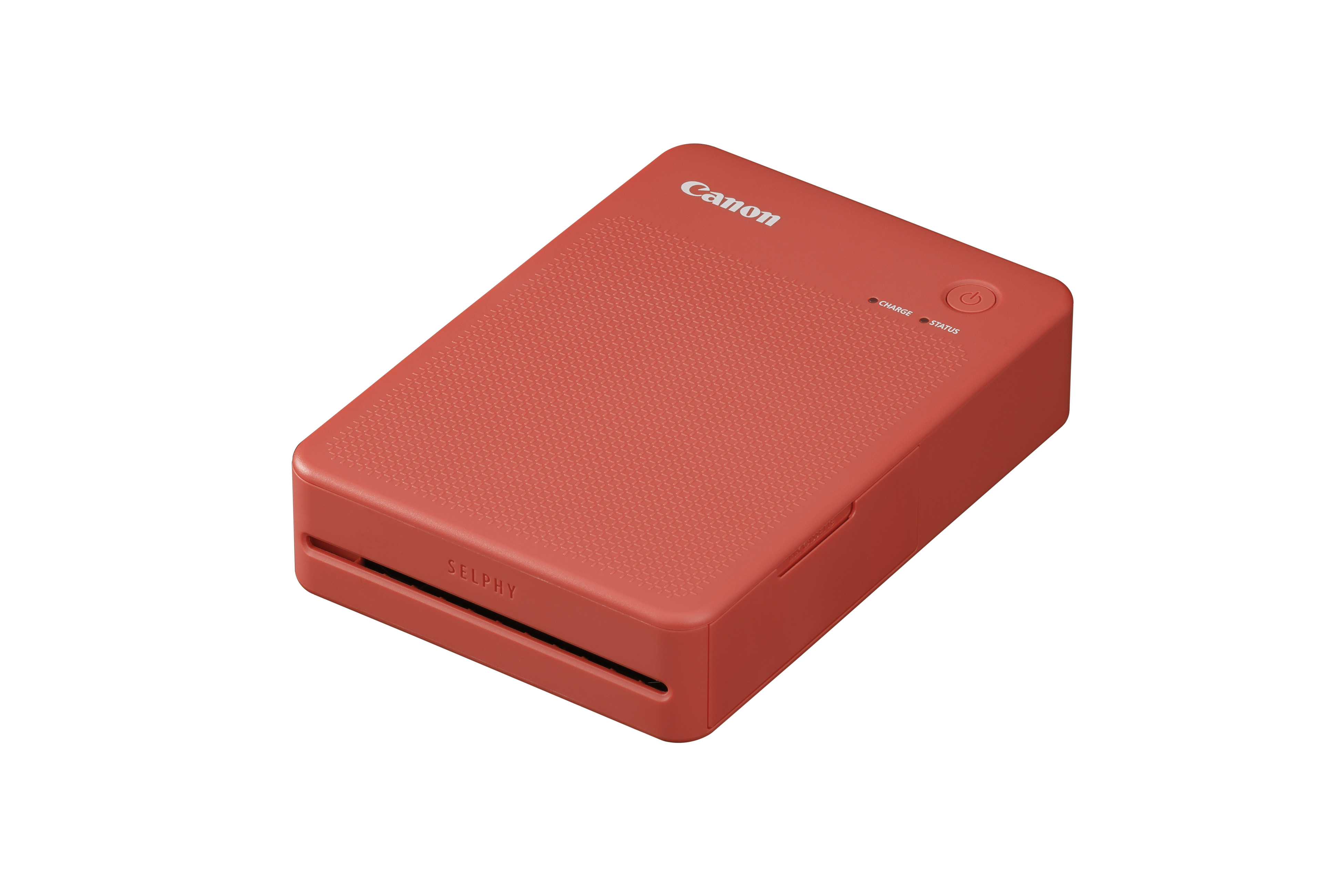 SELPHY QX20 Fotodrucker (terrakotta) Canon Selphy X20 Mobiler Fotodrucker in der Farbe Terrakotta, Schräg liegend mit Druckschlitz sichtbar