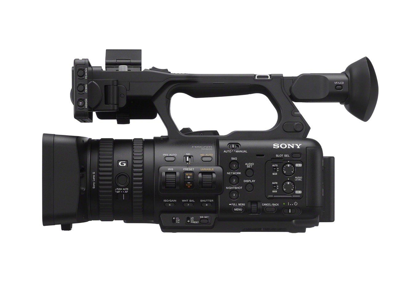 HXR-NX800 Sony HXR-NX800 Camcorder, ANsicht von Links
