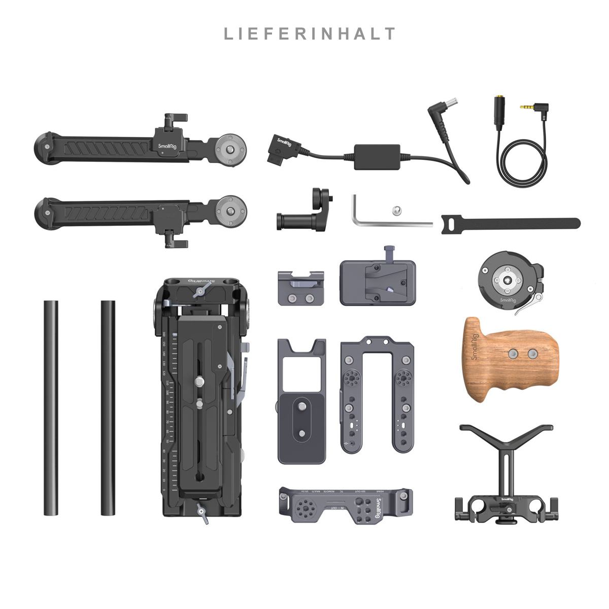 SmallRig 4125 Shoulder Rig Kit für Sony FX6 – Lieferumfang mit Basisplatte, Rods, Griffen und Montagezubehör