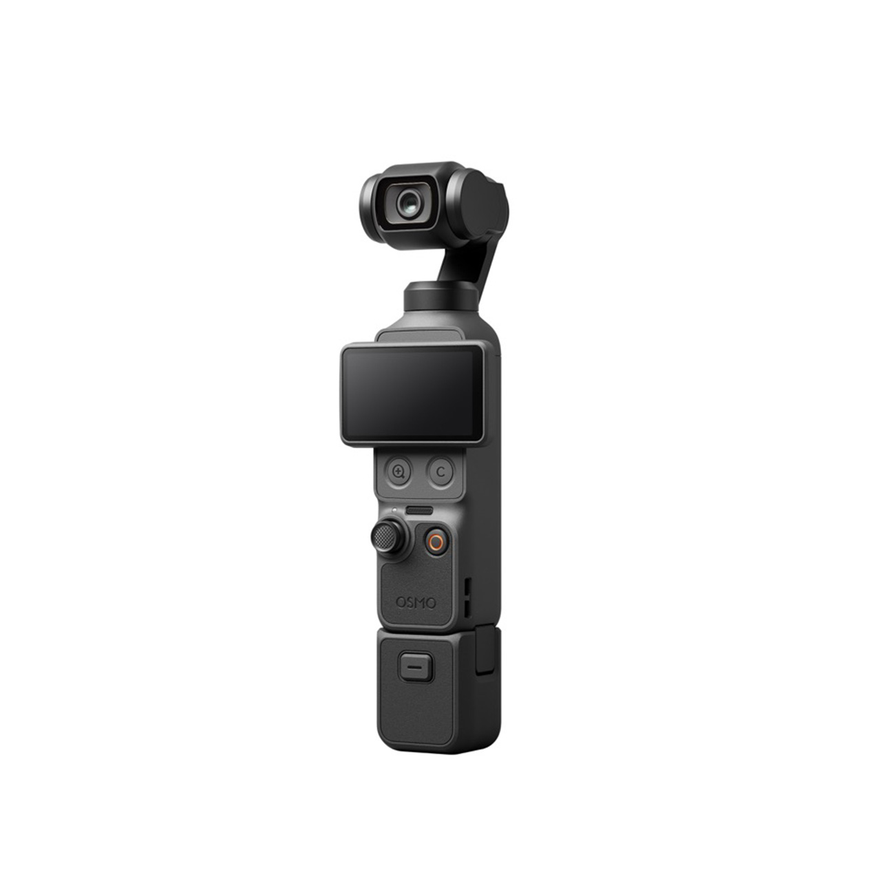 DJI Osmo Pocket 4 Standard Combo – Vorderansicht der Kamera mit Gimbal, Display und Bedienelementen im kompakten Design