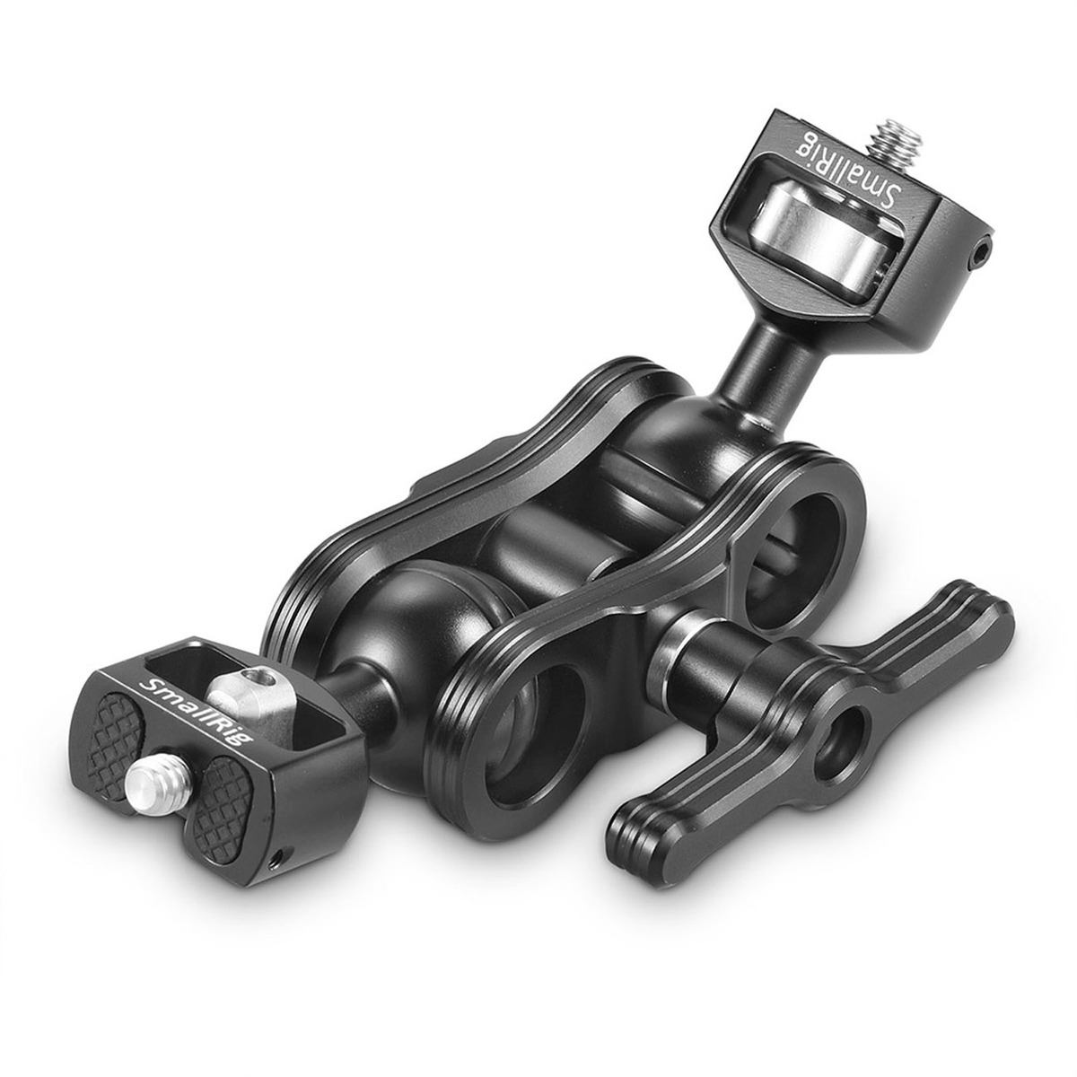 SmallRig 2070B Gelenkarm mit Doppelkugelkopf – schräge Ansicht des verstellbaren Montagearms aus Metall