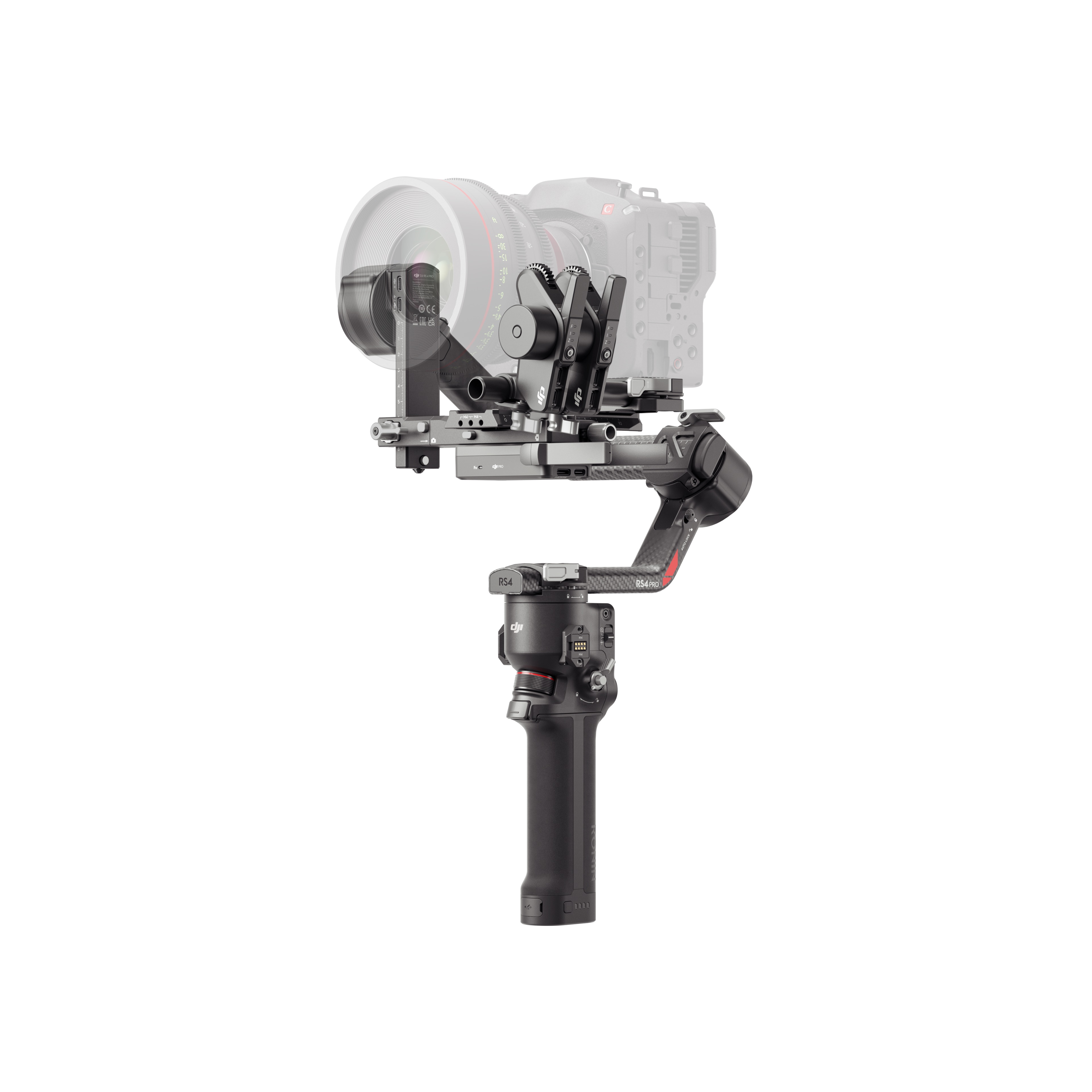 RS 4 Pro Combo DJI 4 RS4 Pro Gimbal mit Objektivhalterung, Ansicht von Vorne Schräg Rechts