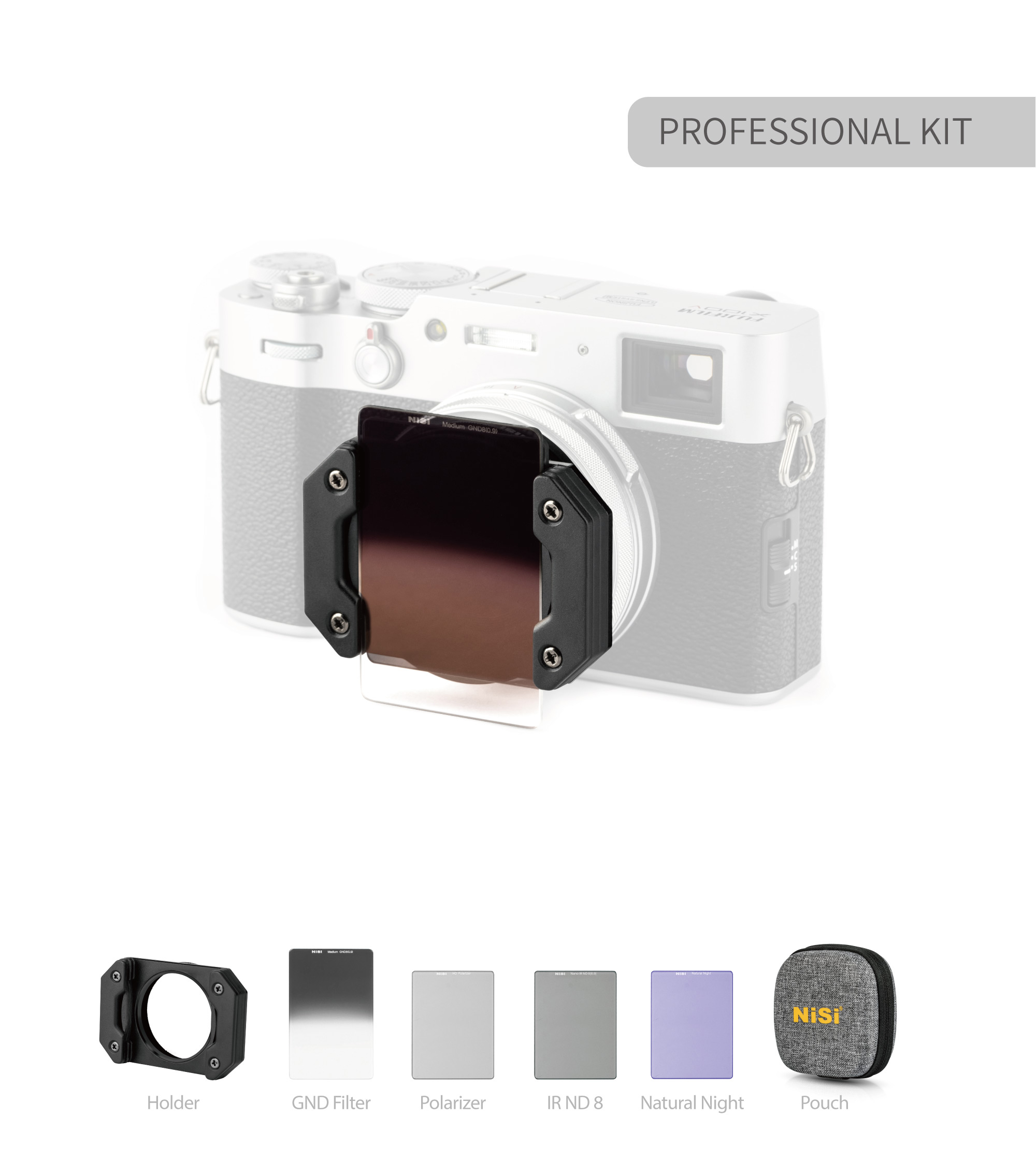 NiSi Fujifilm X100 Professional Kit komplettes Lineup mit Beispielfoto auf Fujifilm X100