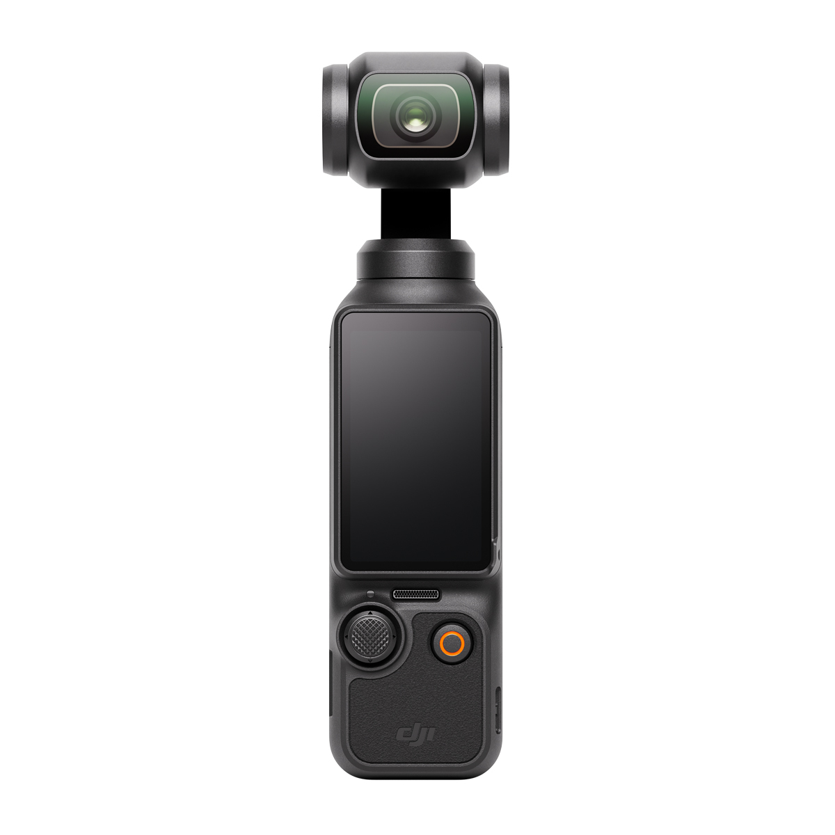 DJI Osmo Pocket 3 – Vorderansicht mit Display, Steuerung und integrierter Gimbal-Kamera