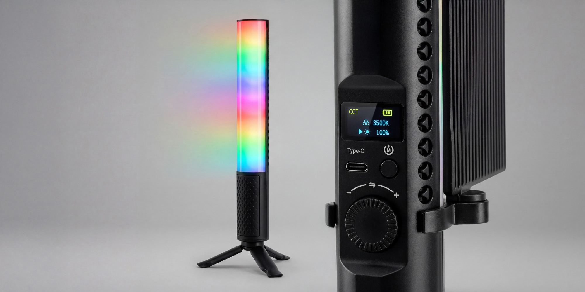 Newell Kathi III RGB LED-Leuchte mit Farbverlauf, Display und Bedienelementen in Detailansicht