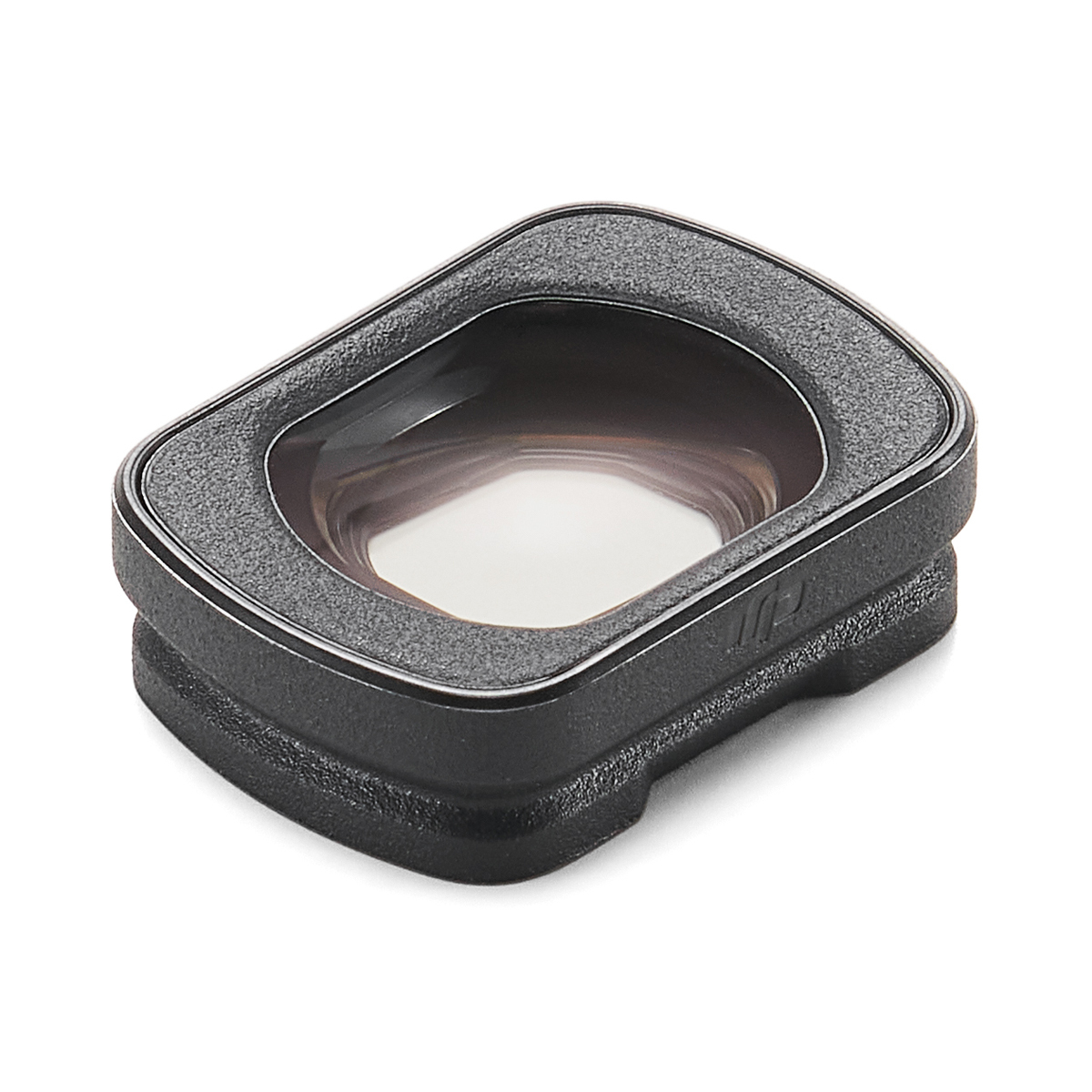 DJI Osmo Pocket 3 Weitwinkelobjektiv – schräge Ansicht des kompakten Objektivaufsatzes mit Glaslinse