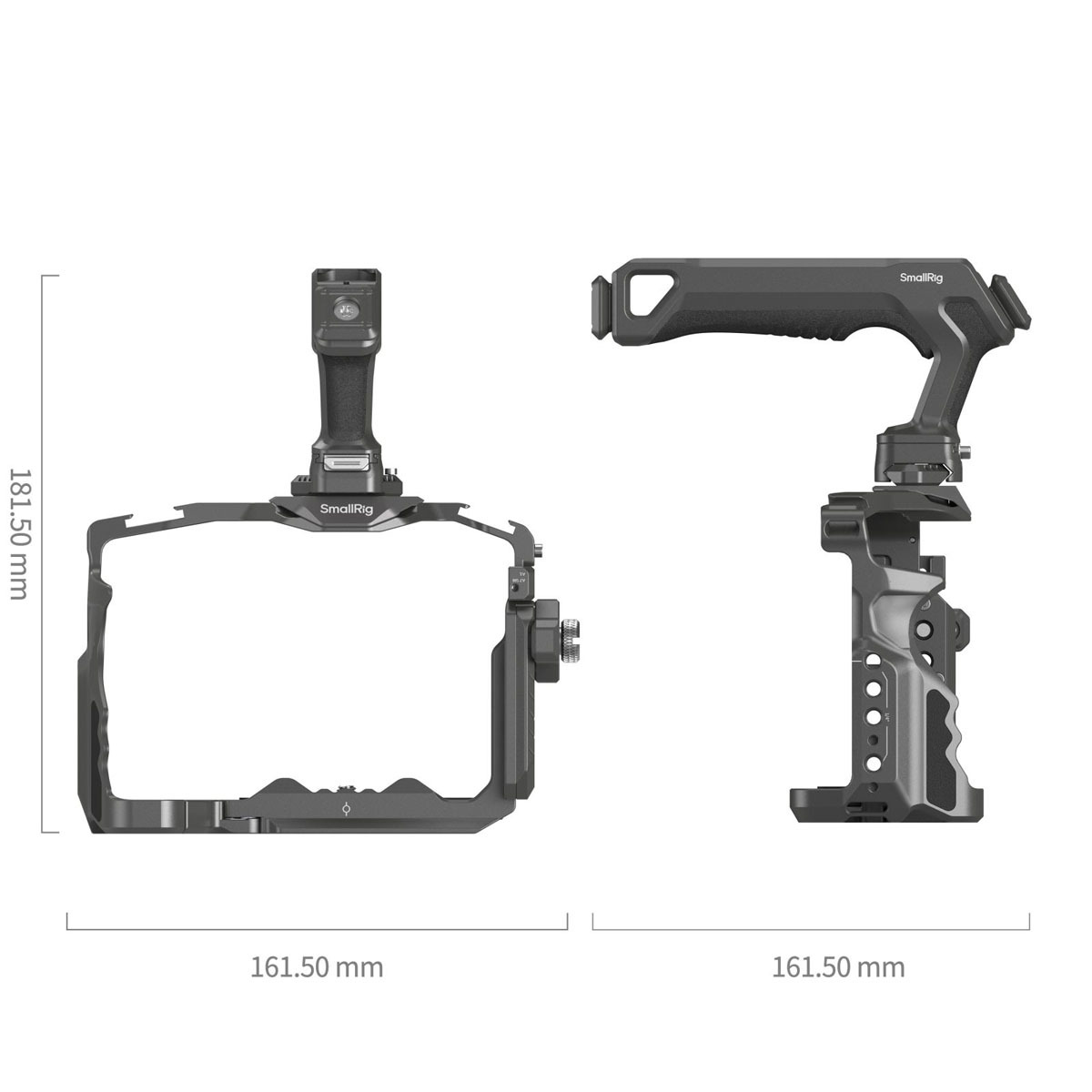 SmallRig 4538 HawkLock QR Kit Cage für Sony Alpha 7R V/IV/7S III – Vorderansicht mit montiertem Griff
