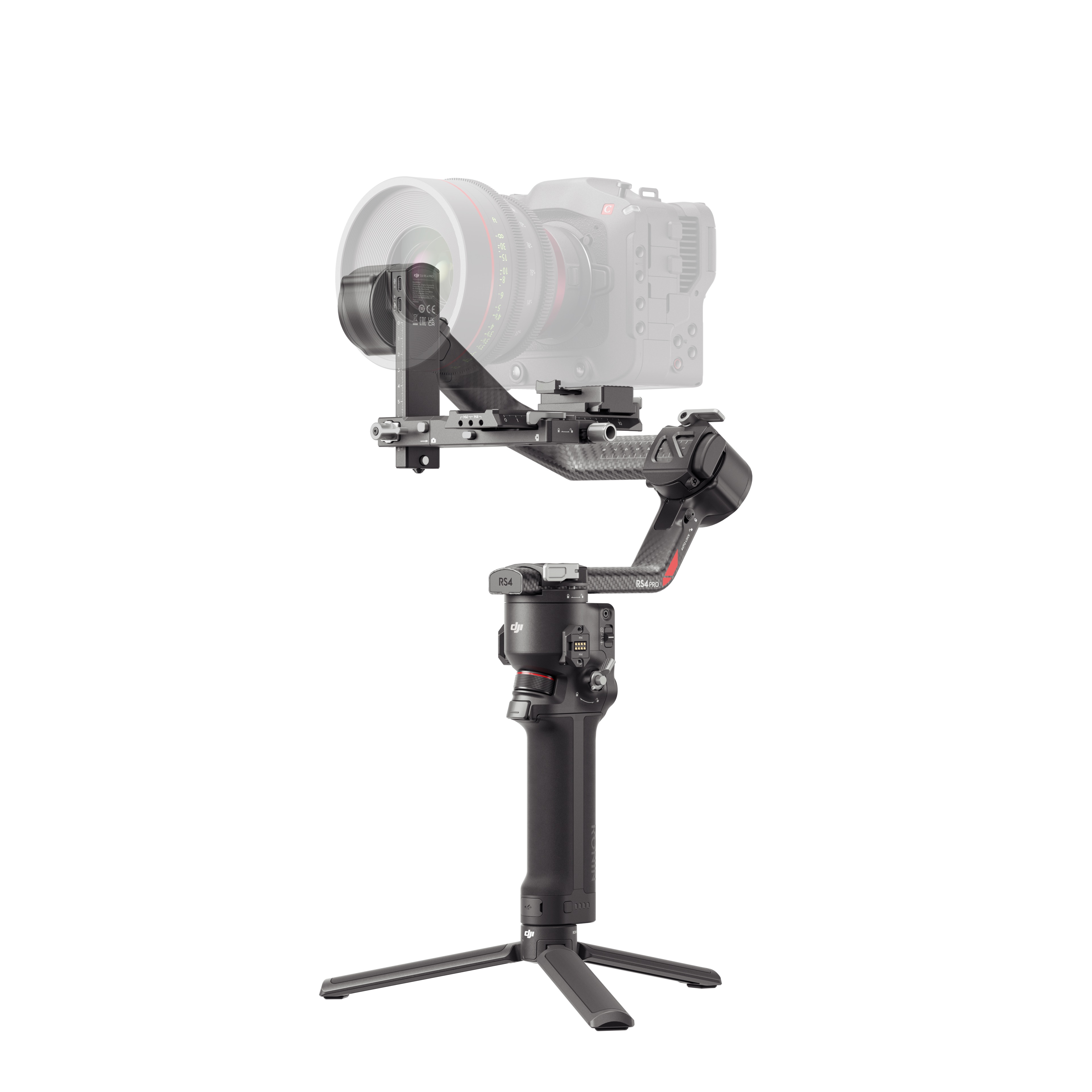 RS 4 Pro Combo DJI 4 RS4 Pro Gimbal mit ausgeklappten Bipod, Frontalansicht Schräg rechts