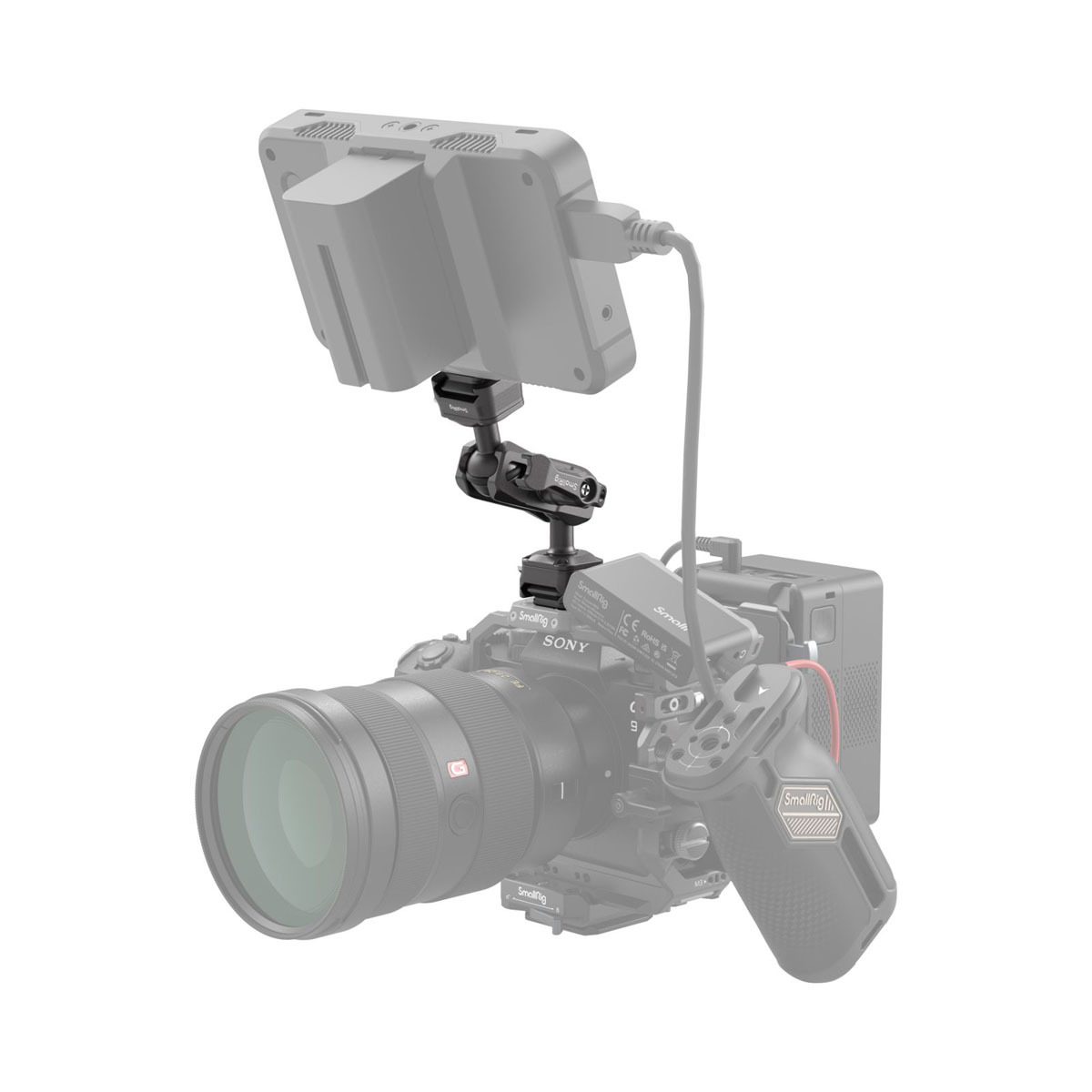 SmallRig 4488 HawkLock H21 Magic Arm mit Kugelkopf – montiert auf Kamera-Rig zur Befestigung von Monitor oder Zubehör