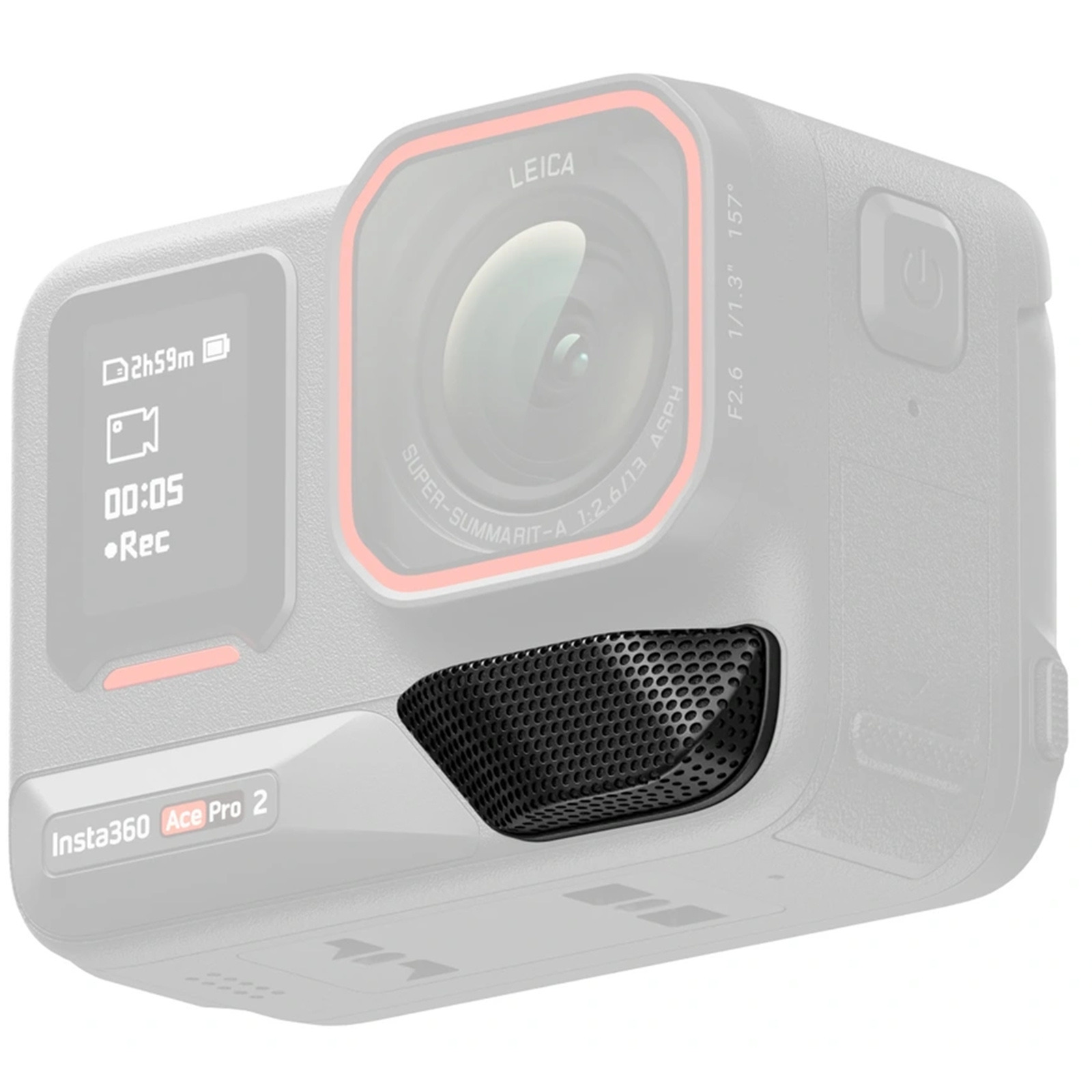 Windschutz für Insta360 Ace Pro 2 Windschutz montiert auf der Insta360 Ace Pro 2 – Mikrofonabdeckung zur Verbesserung der Tonqualität bei Wind