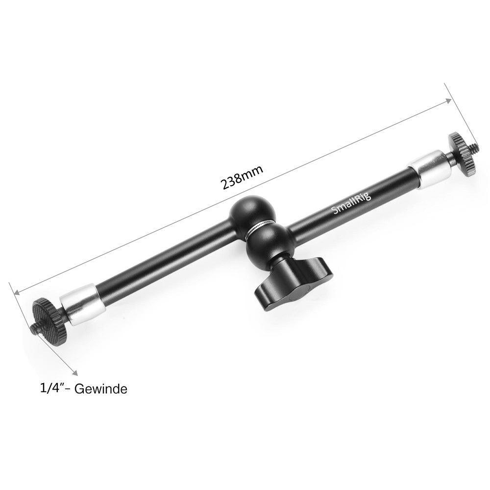 SmallRig 2066B Winkelarm 11 Zoll – Detailansicht mit 1/4 Zoll Gewinden und Kugelgelenk zur flexiblen Positionierung