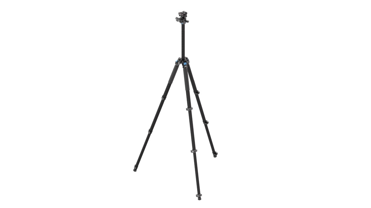 Sirui L-224F Carbon Stativ mit KS10 – vollständig ausgezogenes Dreibeinstativ in maximaler Höhe