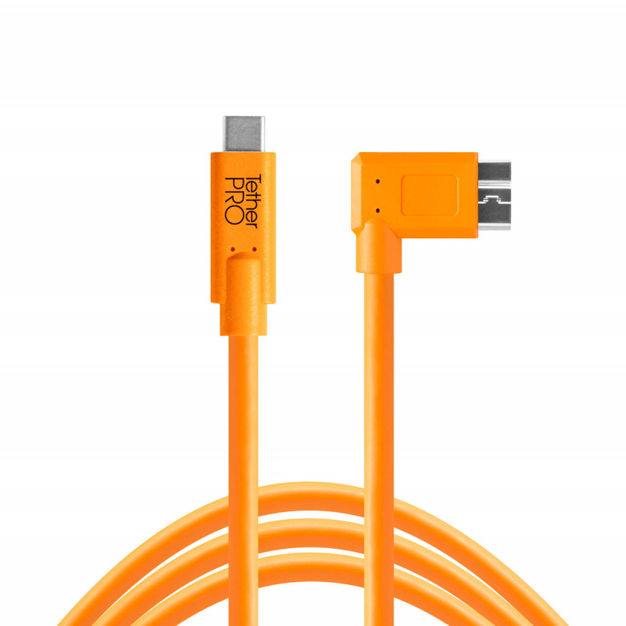 TetherPro USB-Datenkabel - USB-C auf USB 3.0 Micro-B (4,6m, rechtsgewinkelter Stecker, orange)