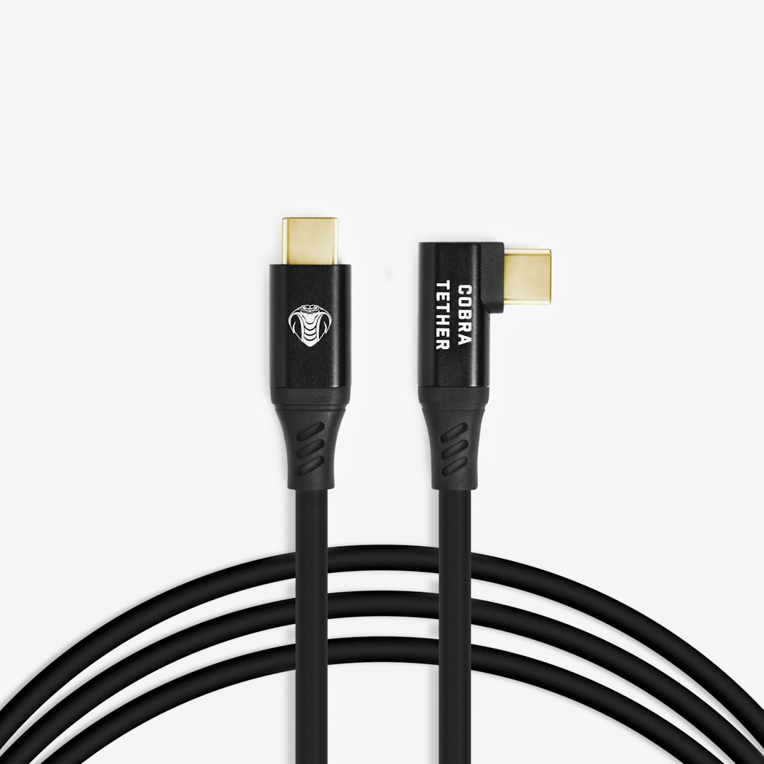 USB-C Tether Kabel (10m, rechtsgewinkelter Stecker, schwarz)