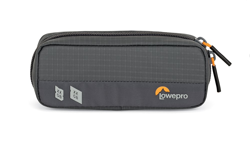 Lowepro GearUp Memory Wallet 20 – Vorderansicht der kompakten Speicherkarten-Tasche mit Reißverschluss
