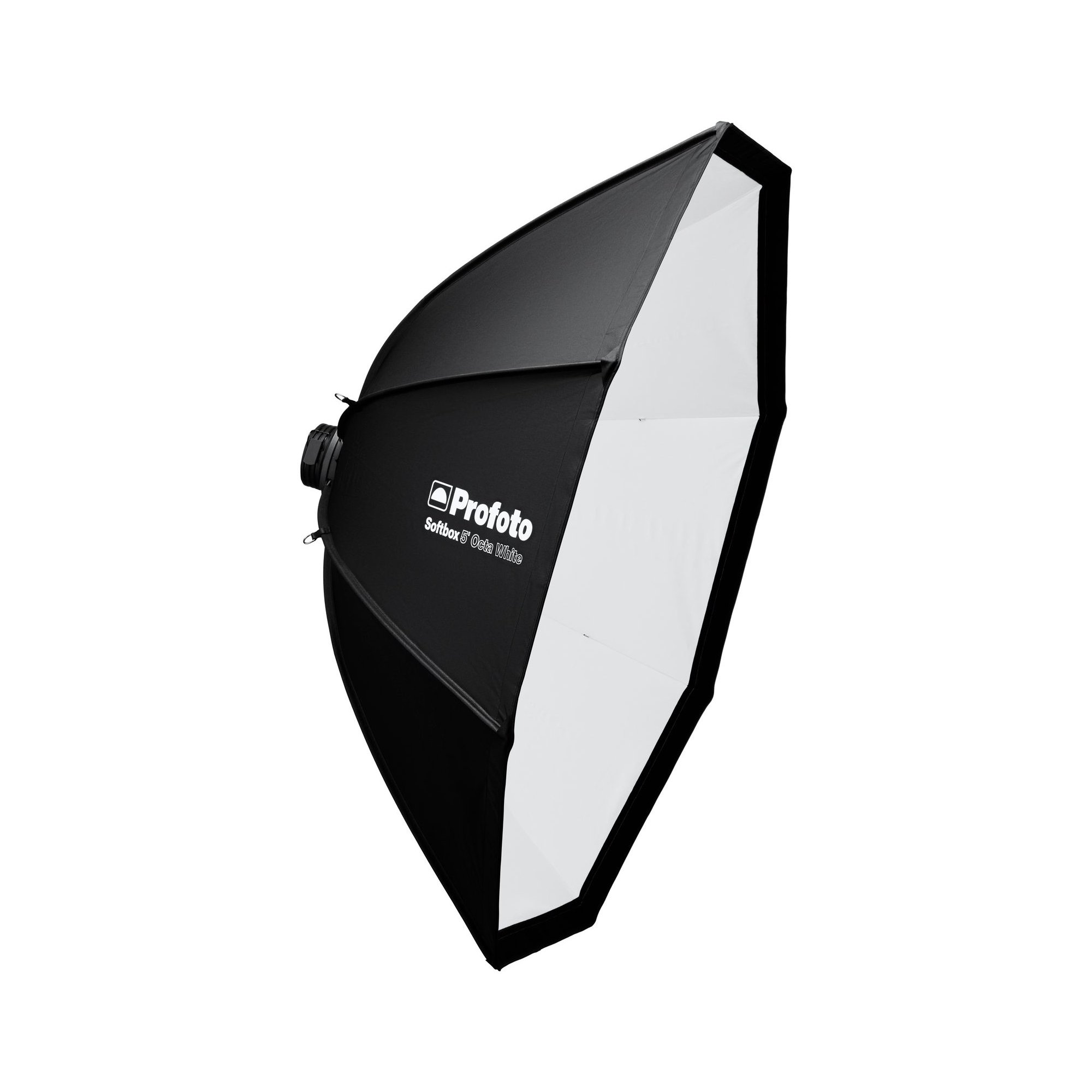 Profoto Softbox 5' Octa White in schräger Frontansicht mit weißer Innenbeschichtung für weiches Licht.
