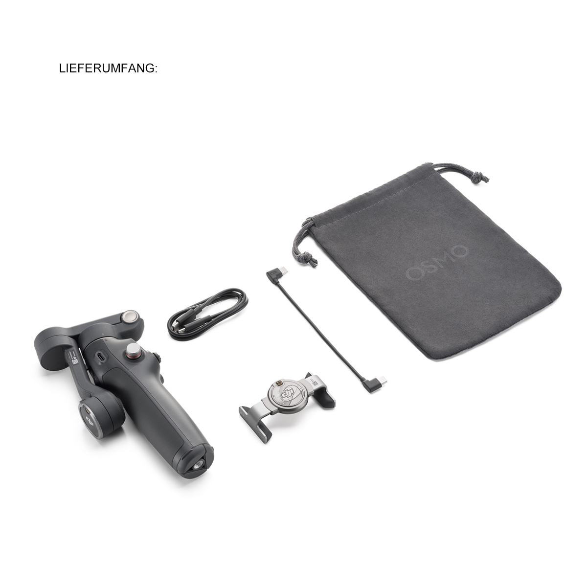 DJI Osmo Mobile 8 Standard Combo – Lieferumfang mit Gimbal, Smartphone-Halter, Kabel und Transportbeutel