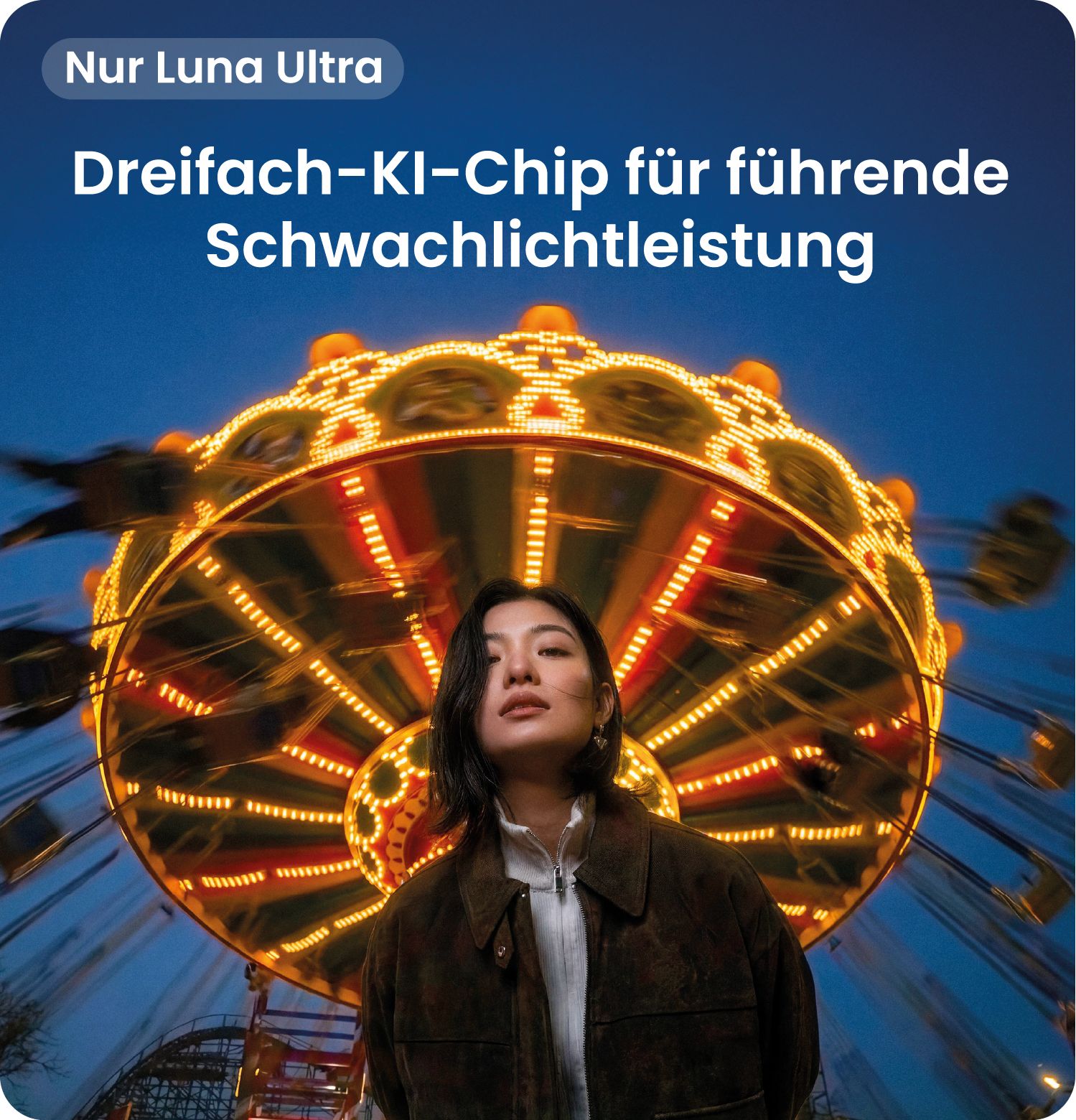 Insta360 Luna Serie mit KI-Tracking, bewegtes Motiv bleibt im Display scharf im Fokus
