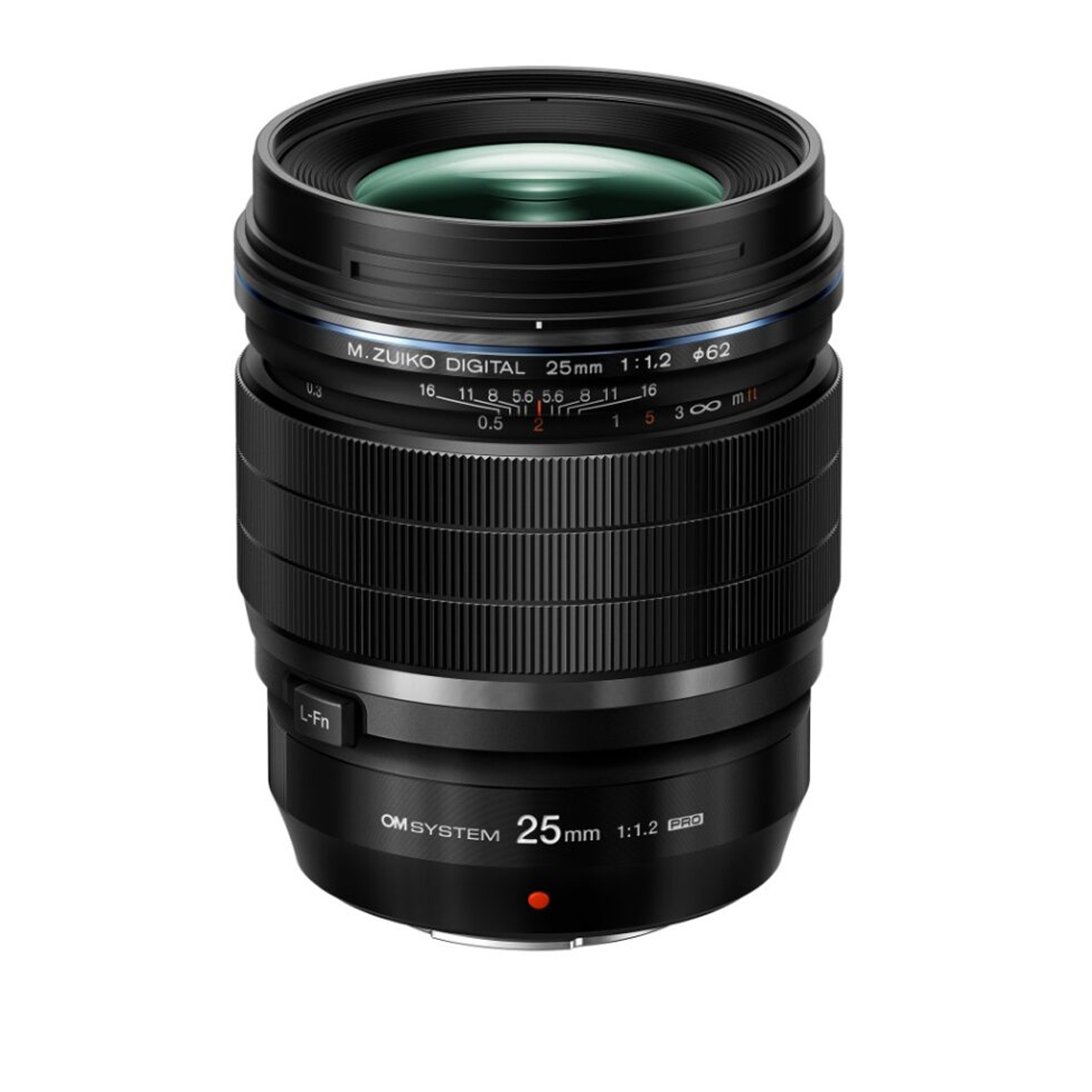 OM System M.Zuiko Digital 25mm f/1.2 PRO – Vorderansicht des lichtstarken Micro-Four-Thirds-Objektivs