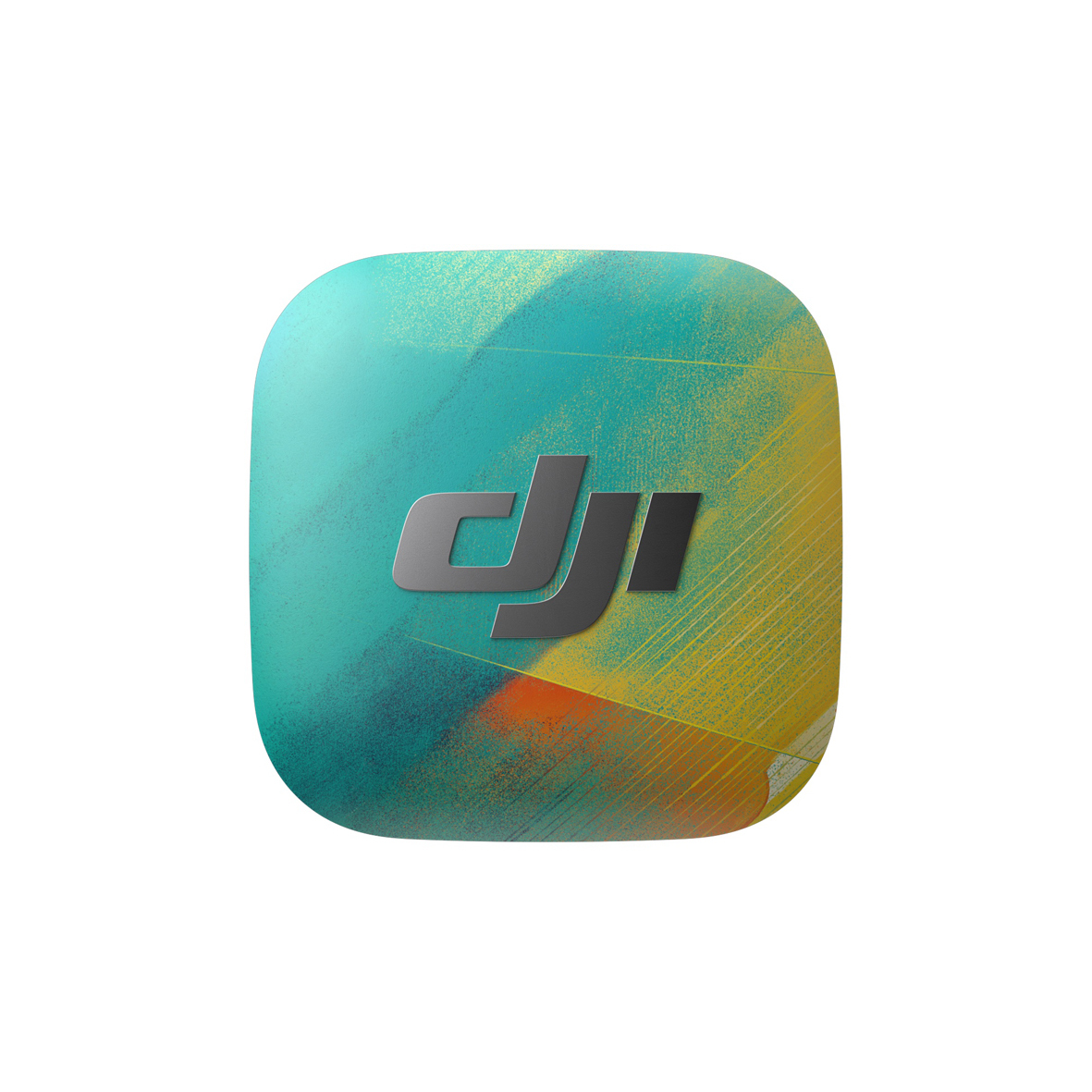 DJI Mic Mini 2 Frontabdeckung Time Serie Türkis Gelb – Vorderansicht mit strukturiertem Farbverlauf und Logo