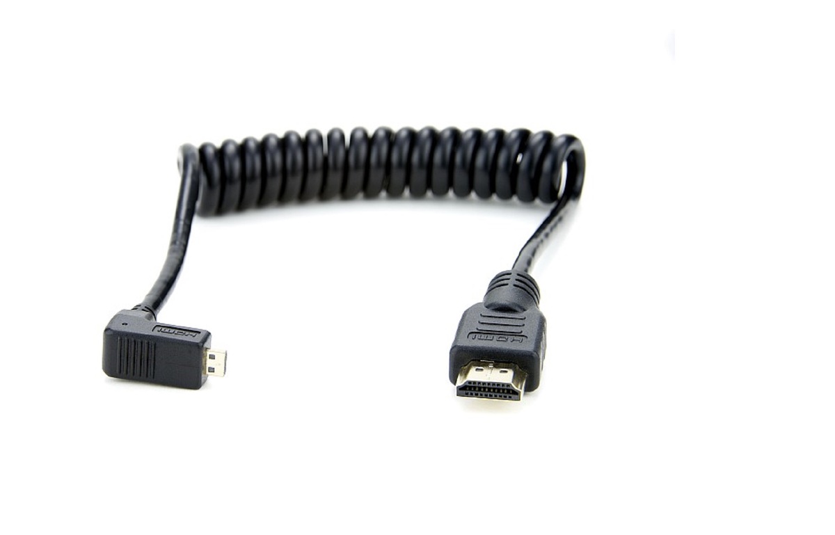 Gewinkelt Micro HDMI auf HDMI Spiralkabel 30-45cm